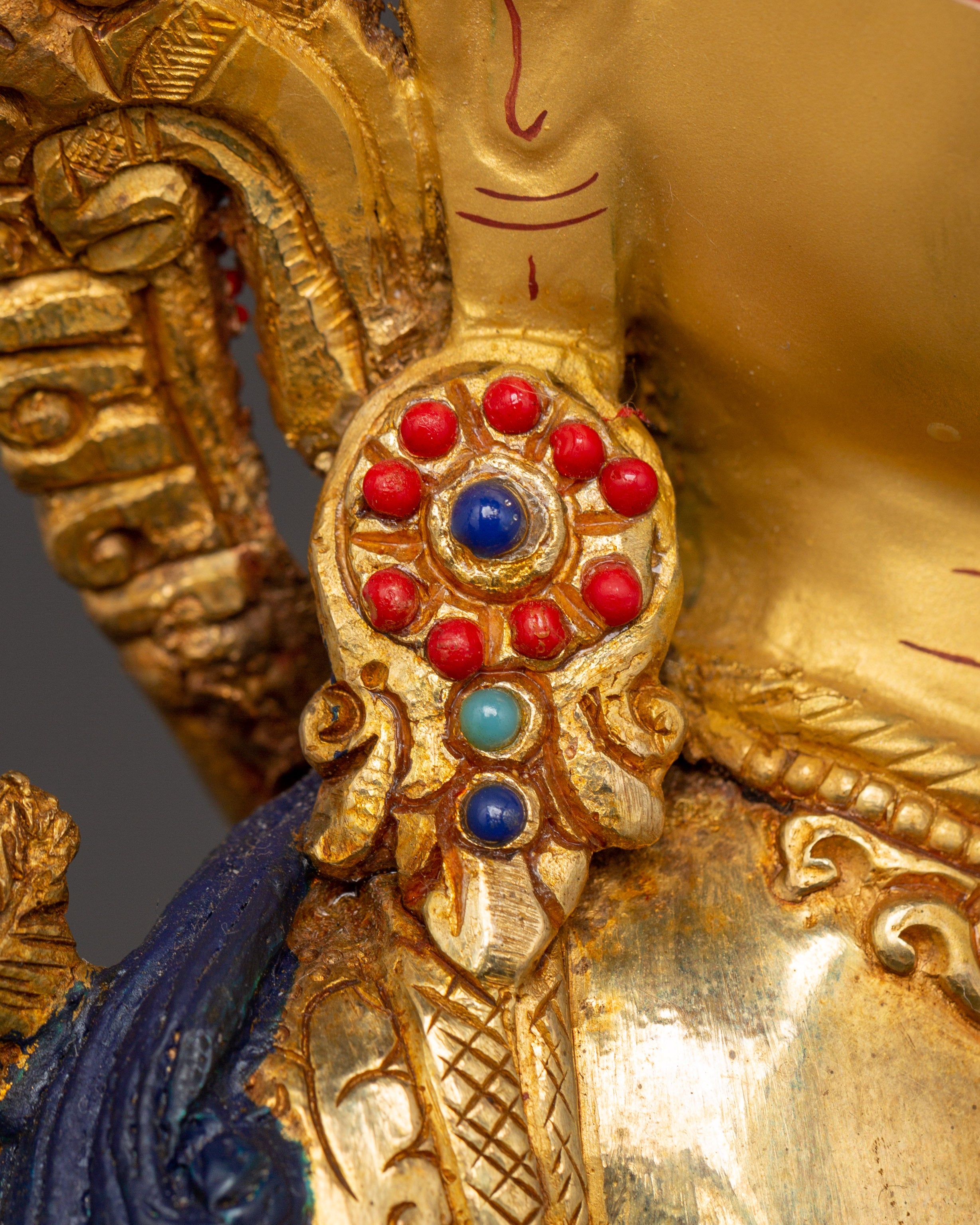 Maitreya Buddha Gold Plated Copper Statue | Tibetan Future Buddha Sculpture
