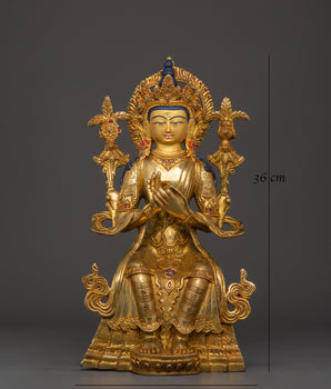 Maitreya Buddha Gold Plated Copper Statue | Tibetan Future Buddha Sculpture