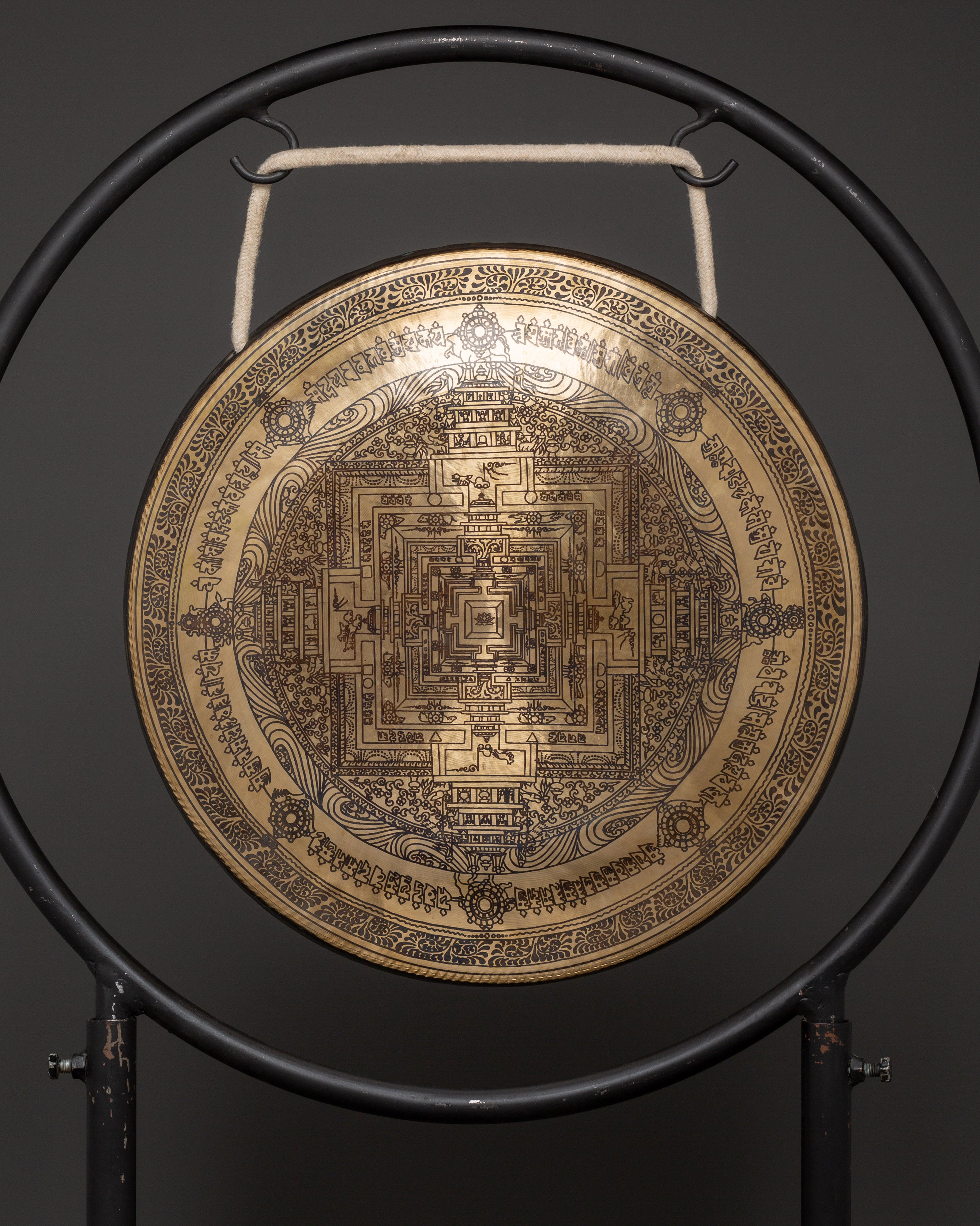 Elegant Handcrafted Brass Gong with Stand | Ideal for Meditation & Home Decor