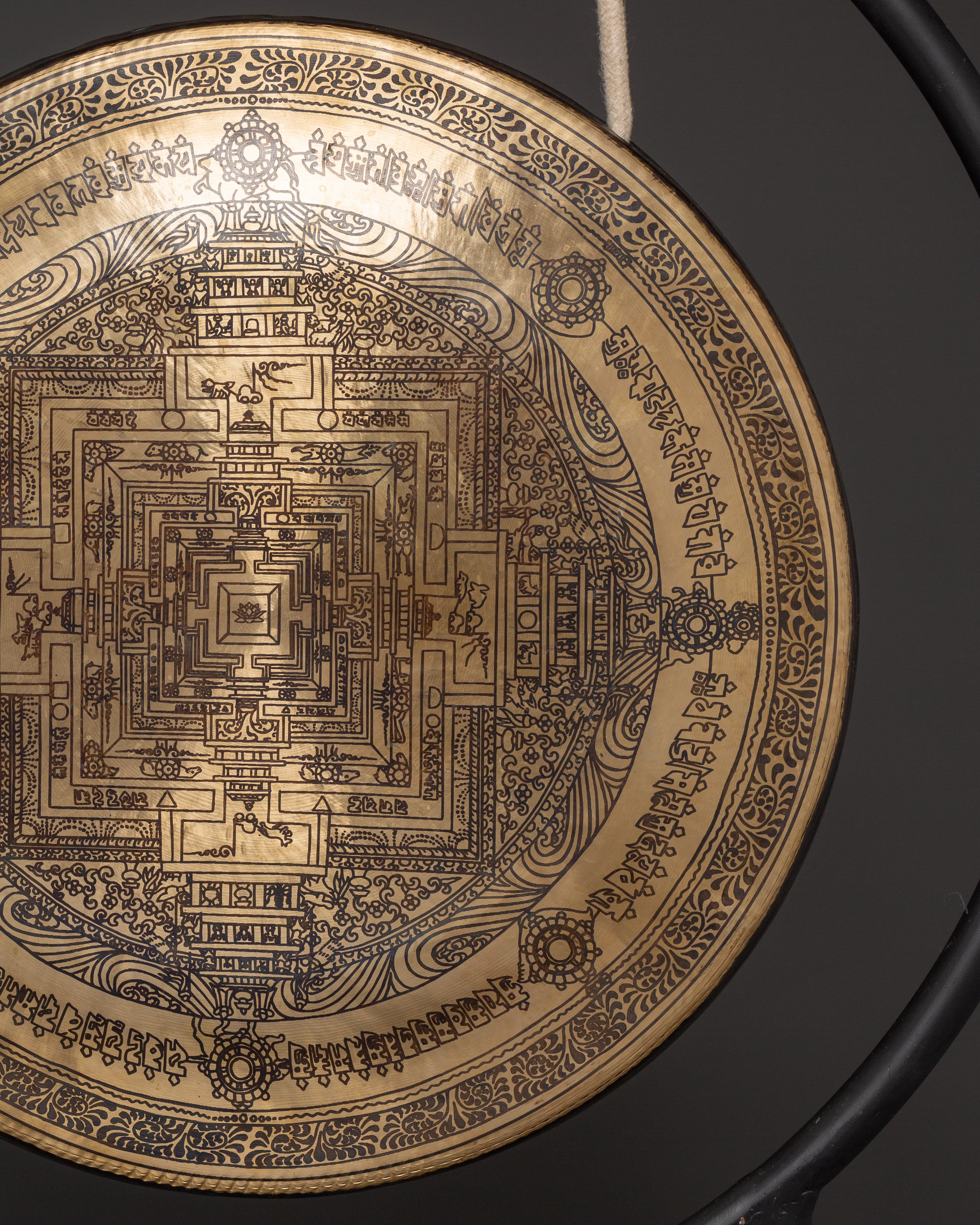 Elegant Handcrafted Brass Gong with Stand | Ideal for Meditation & Home Decor