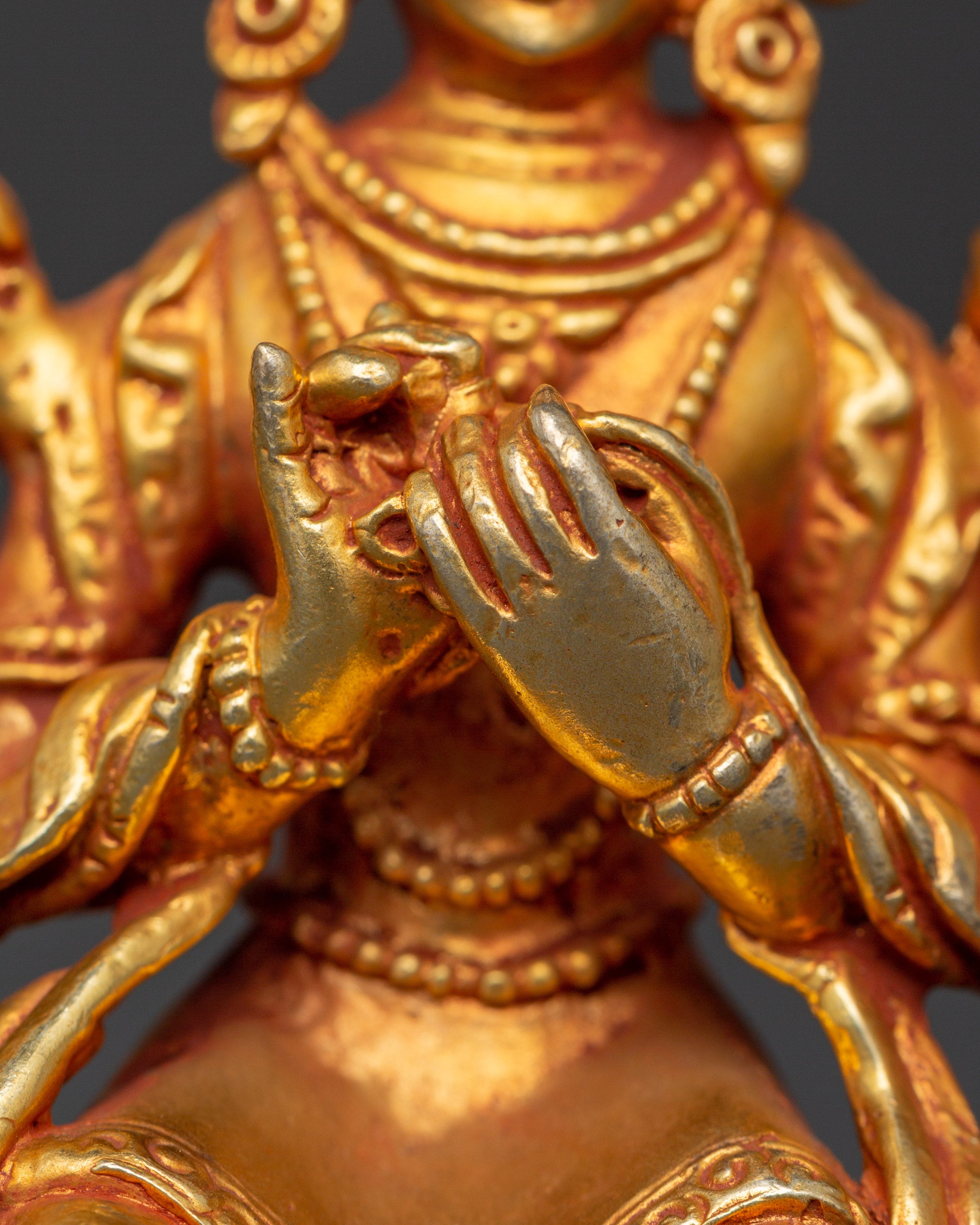 Tibetan Maitreya Buddha Figure | Gold-Plated Seated Statue