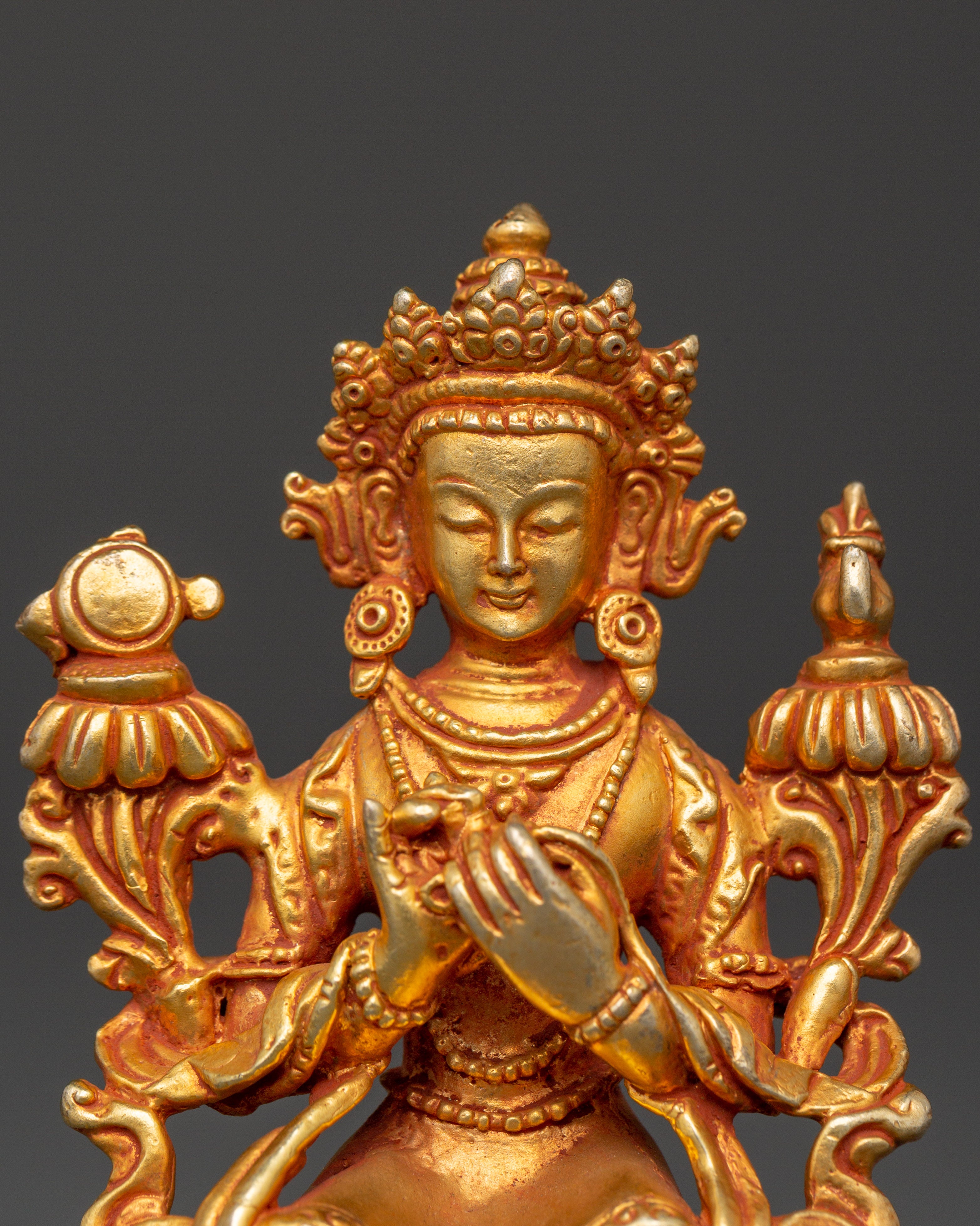 Tibetan Maitreya Buddha Figure | Gold-Plated Seated Statue