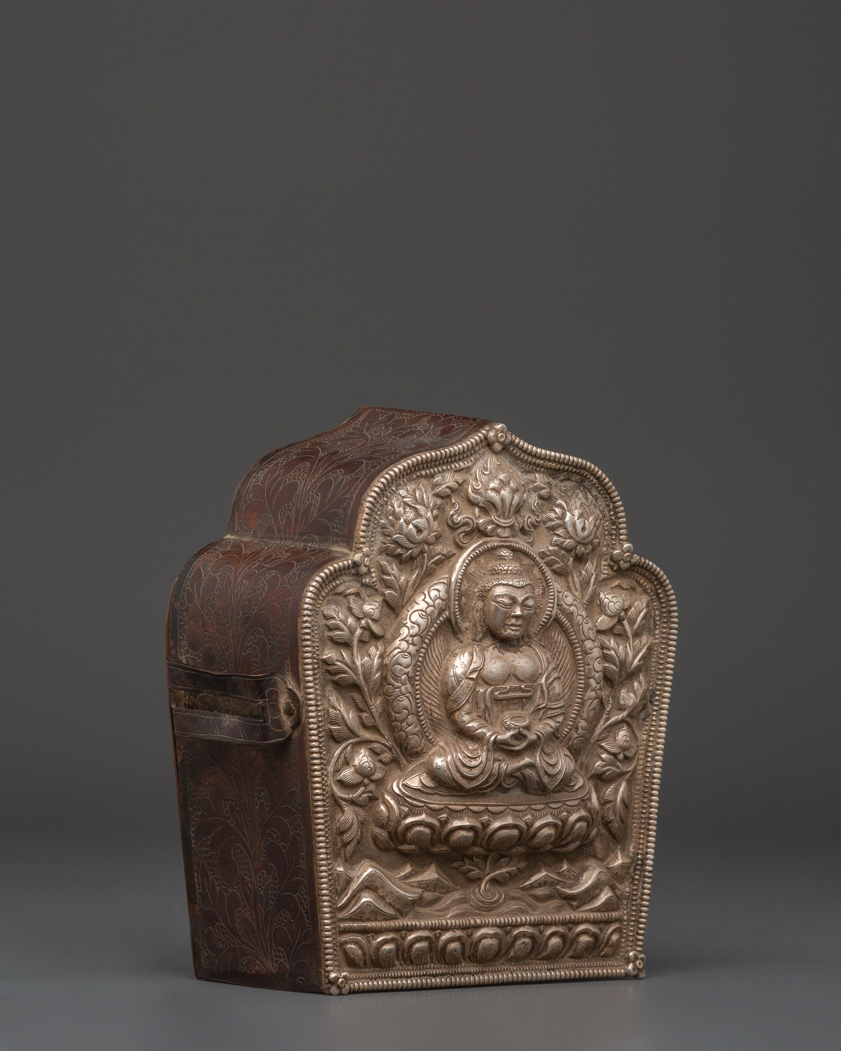 Sacred Tibetan Silver Ghau Box | Handcrafted Buddha Amulet