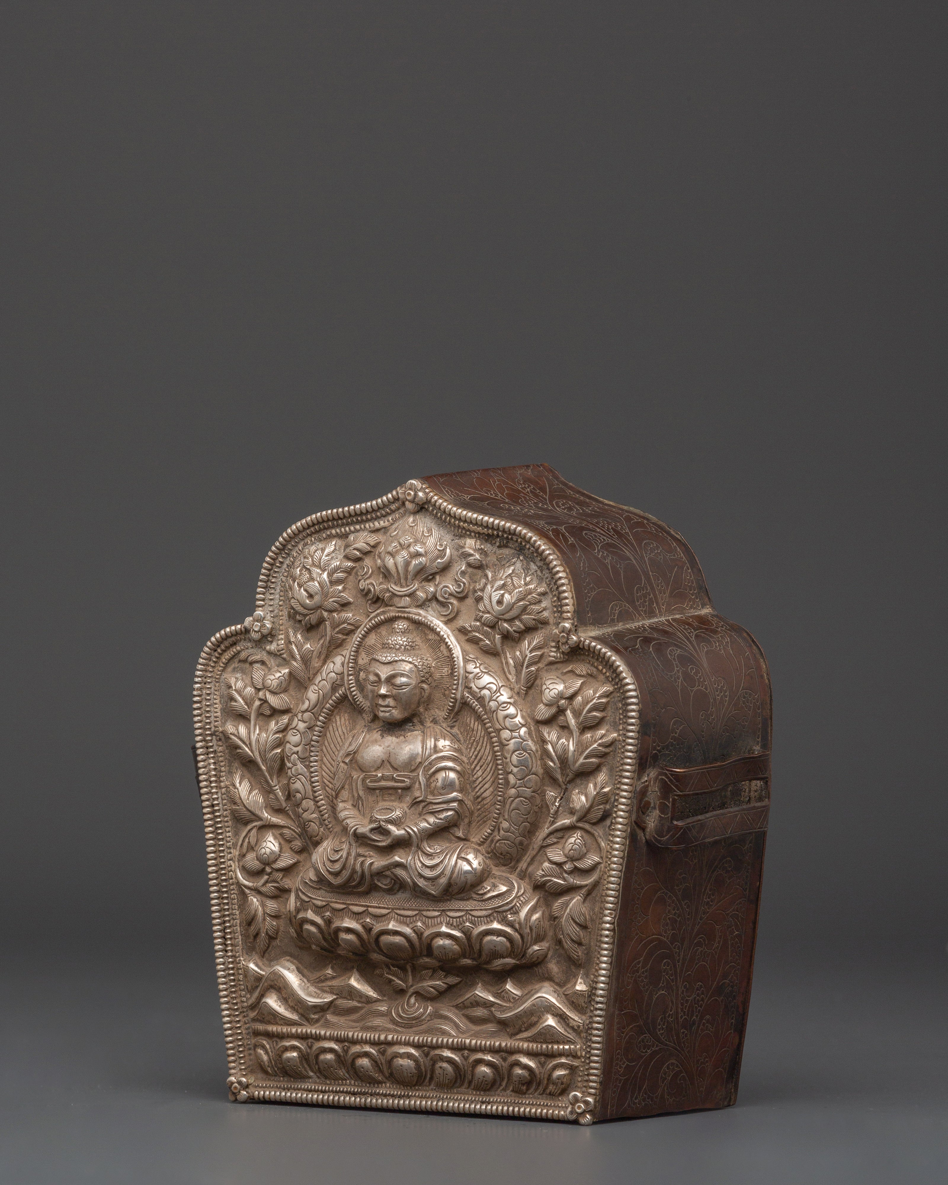 Sacred Tibetan Silver Ghau Box | Handcrafted Buddha Amulet