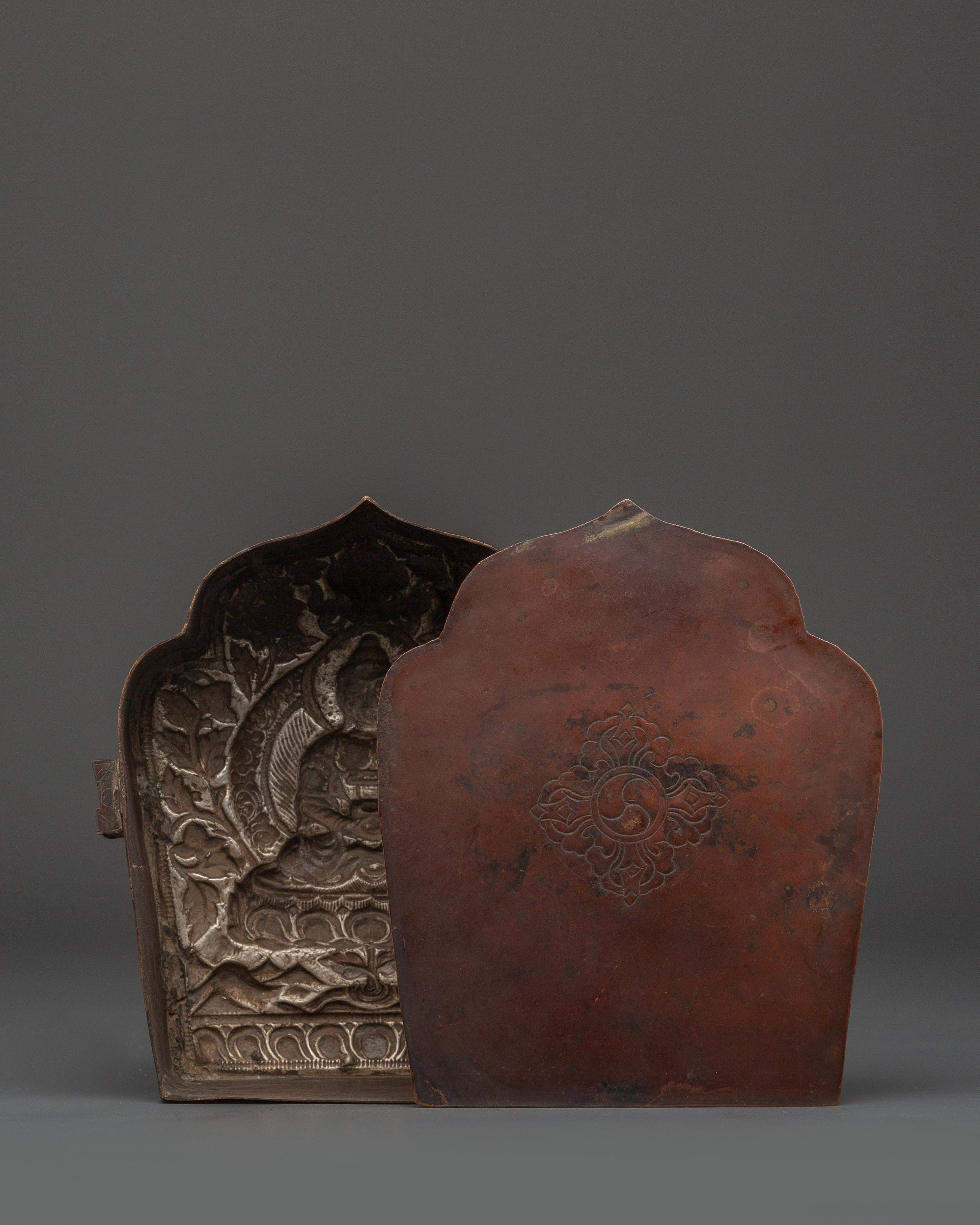 Sacred Tibetan Silver Ghau Box | Handcrafted Buddha Amulet