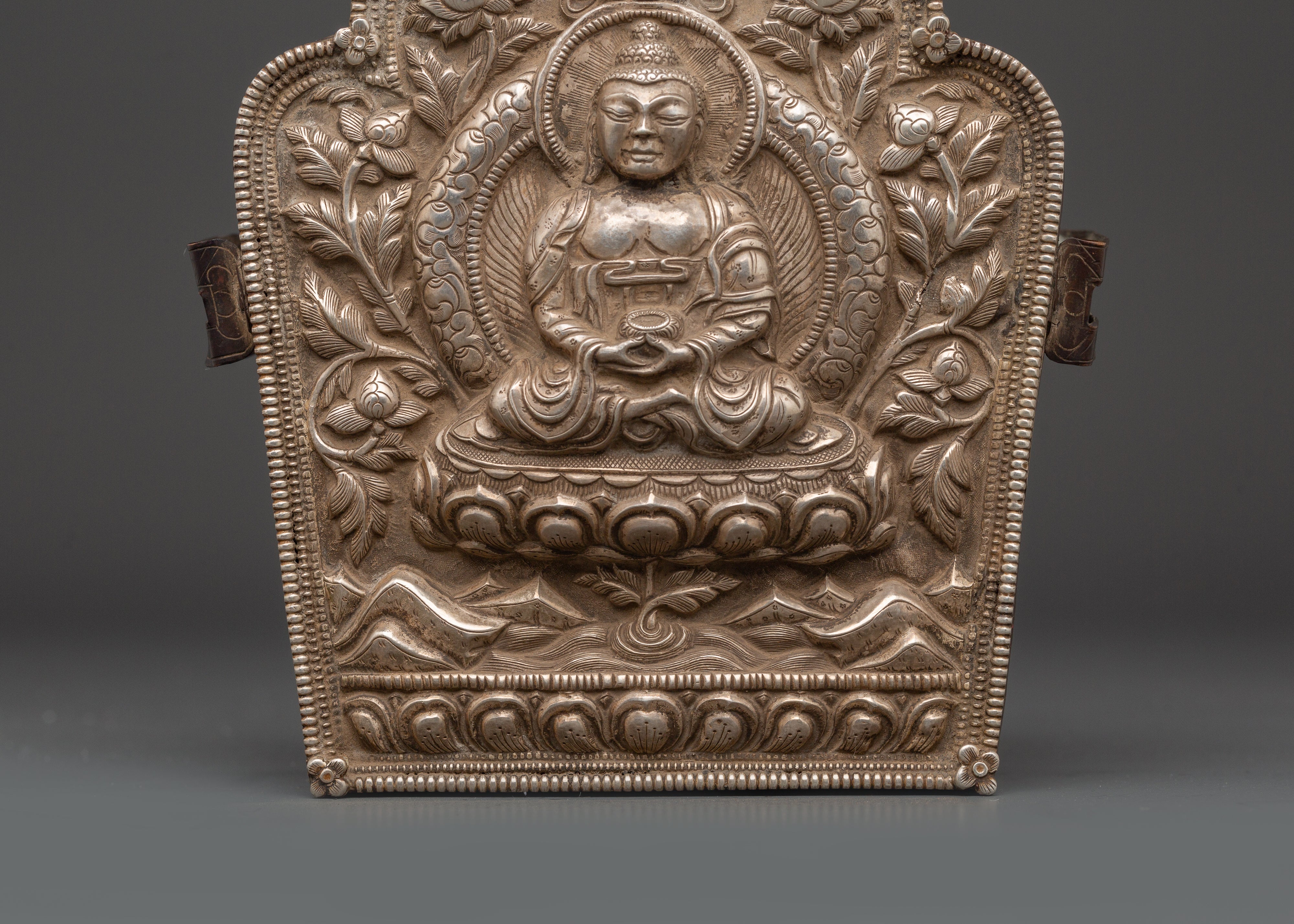 Sacred Tibetan Silver Ghau Box | Handcrafted Buddha Amulet