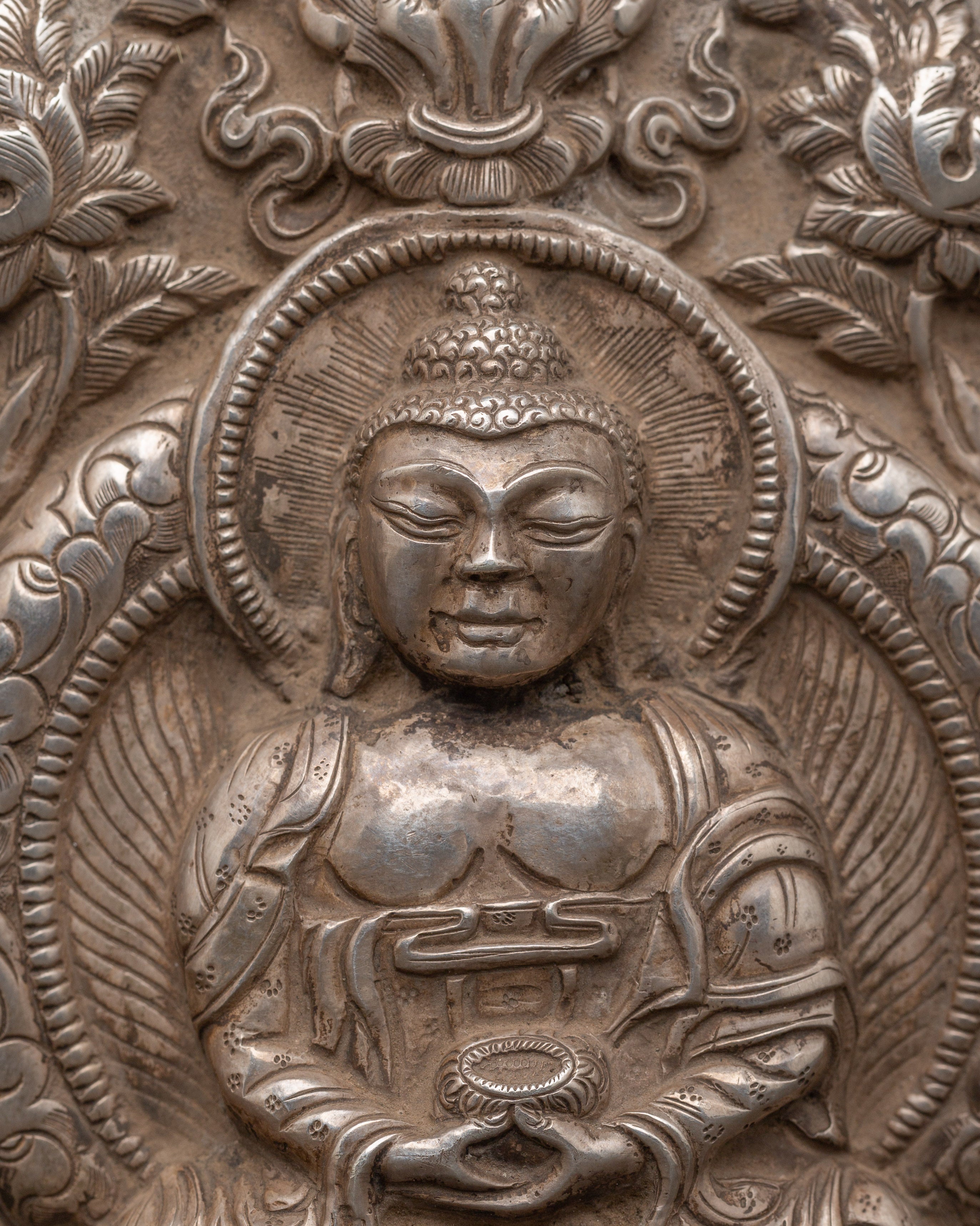 Sacred Tibetan Silver Ghau Box | Handcrafted Buddha Amulet
