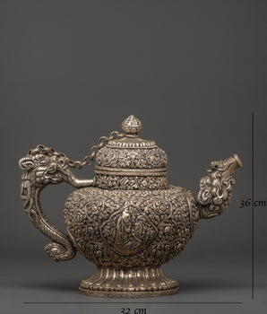 Tibetan Silver Plated Teapot | Spiritual Home Decor