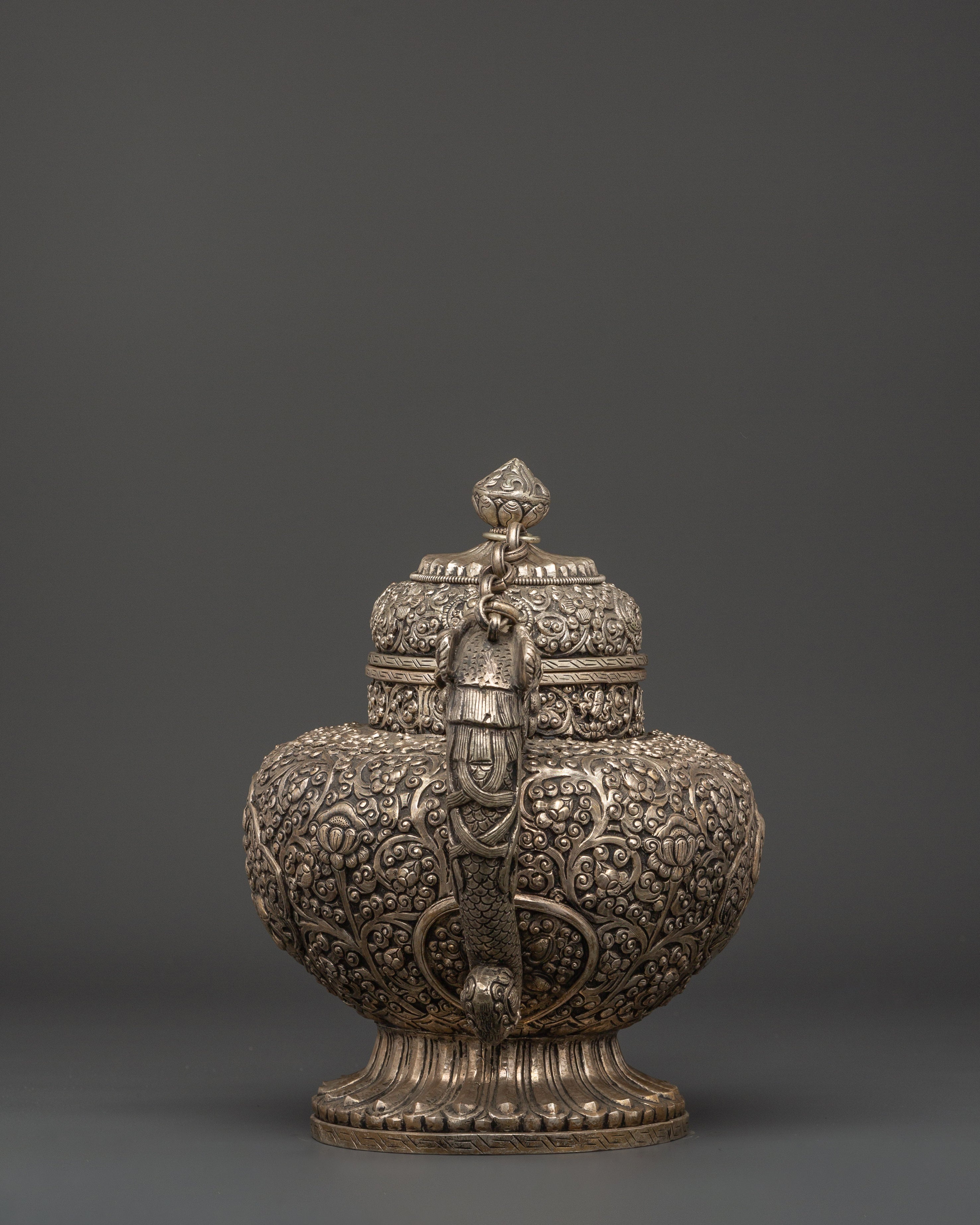 Tibetan Silver Plated Teapot | Spiritual Home Decor