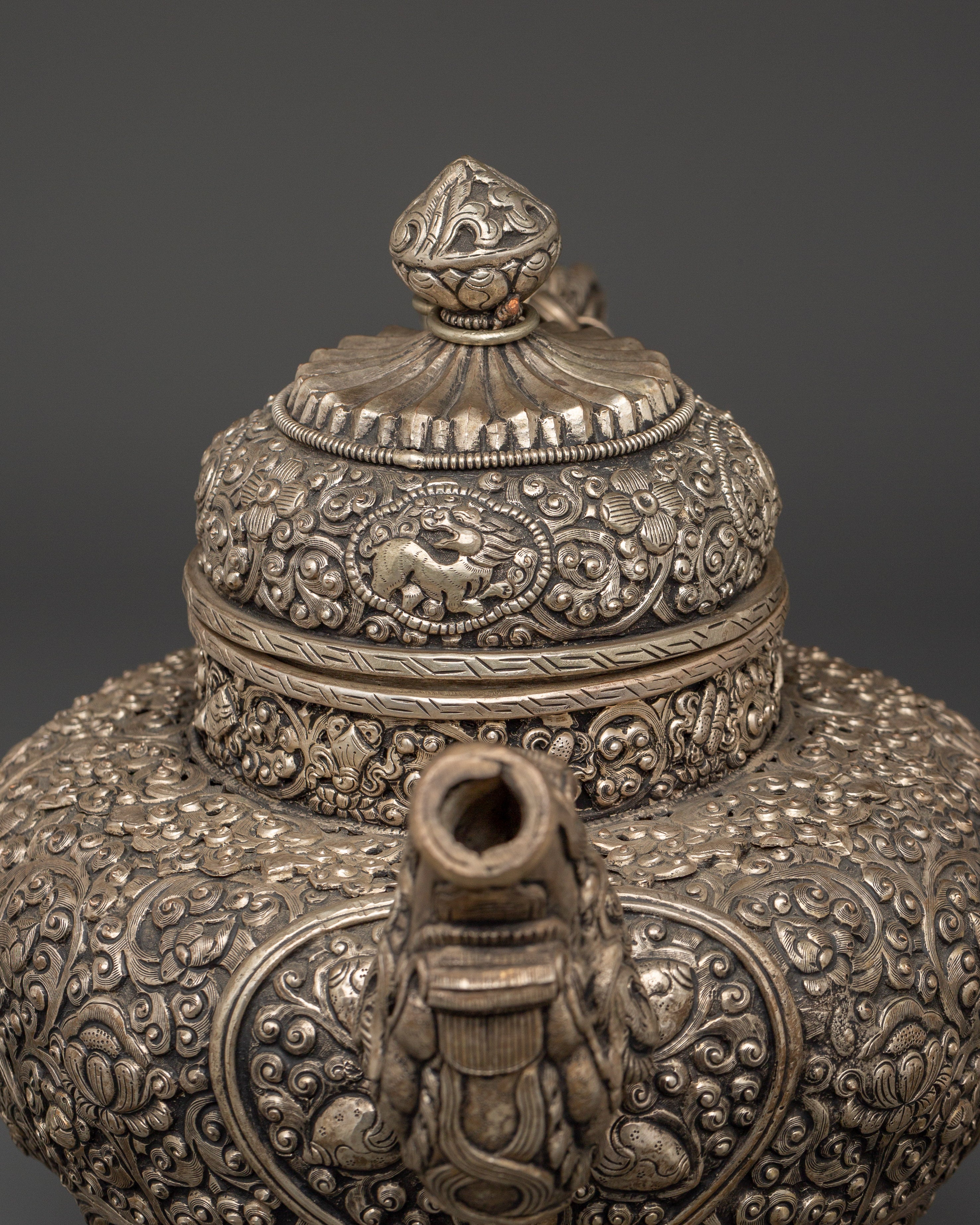 Tibetan Silver Plated Teapot | Spiritual Home Decor