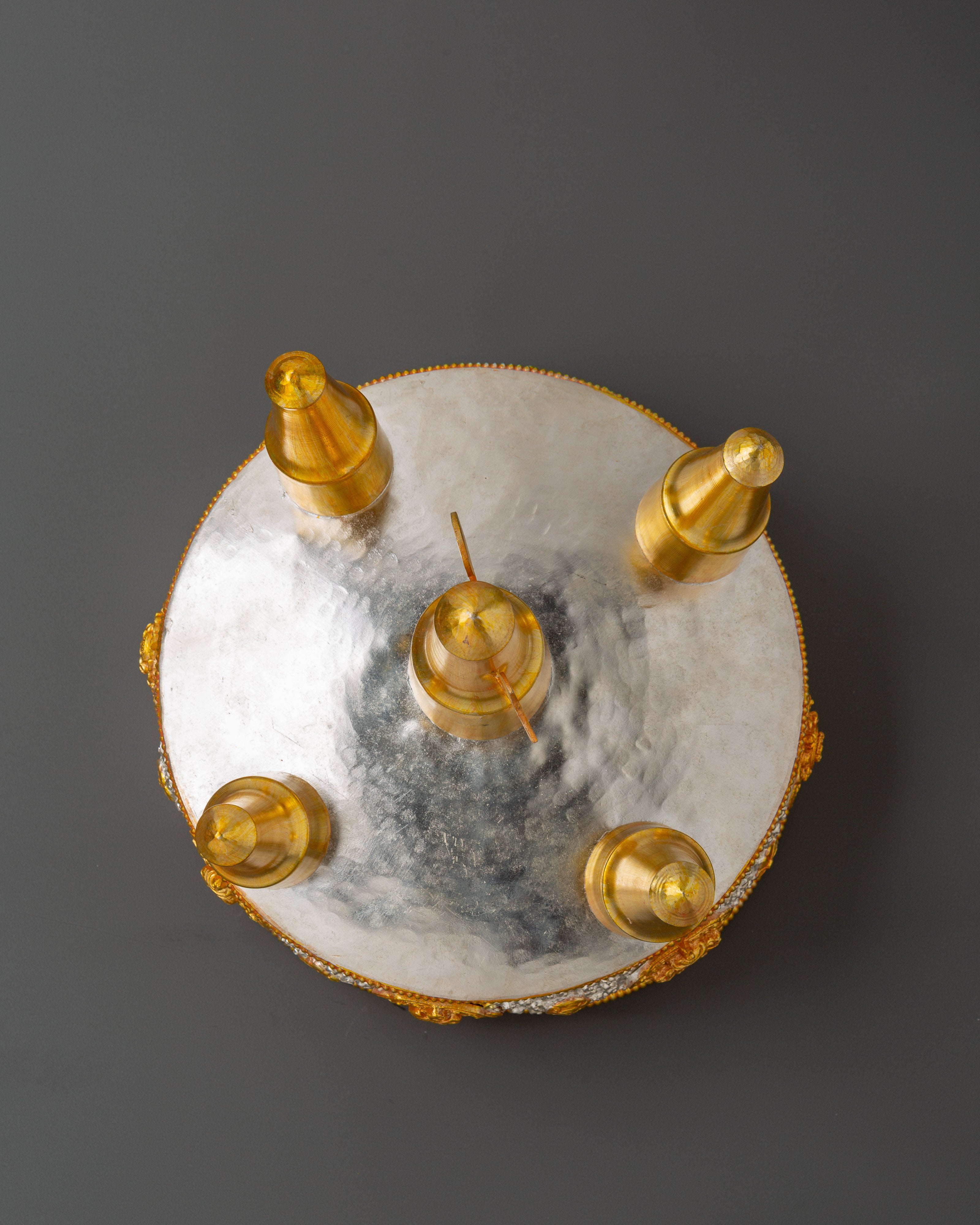 Buddhist Gold Plated Torma Mandala | Handcrafted Tibetan Ritual Offering Set