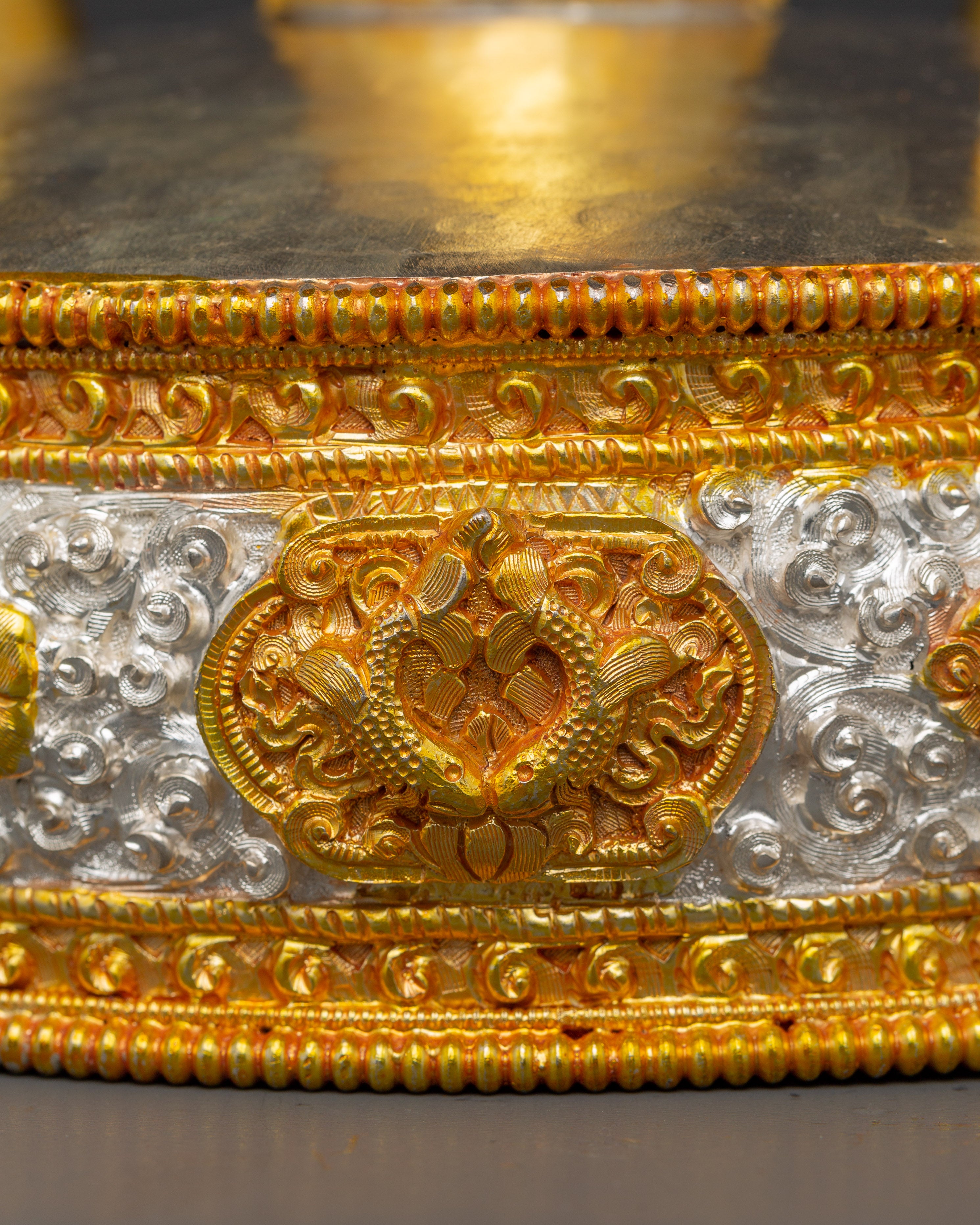 Buddhist Gold Plated Torma Mandala | Handcrafted Tibetan Ritual Offering Set