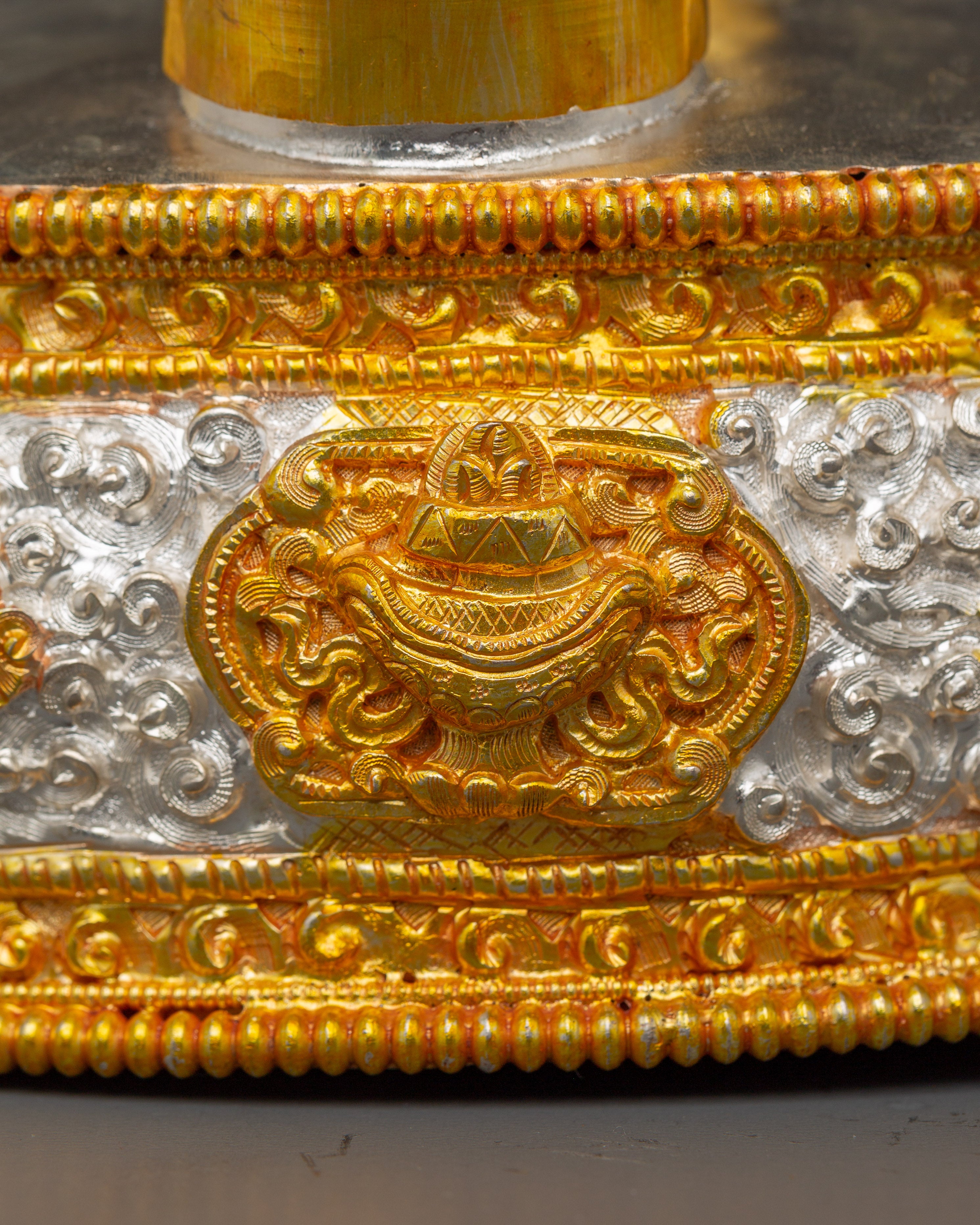 Buddhist Gold Plated Torma Mandala | Handcrafted Tibetan Ritual Offering Set