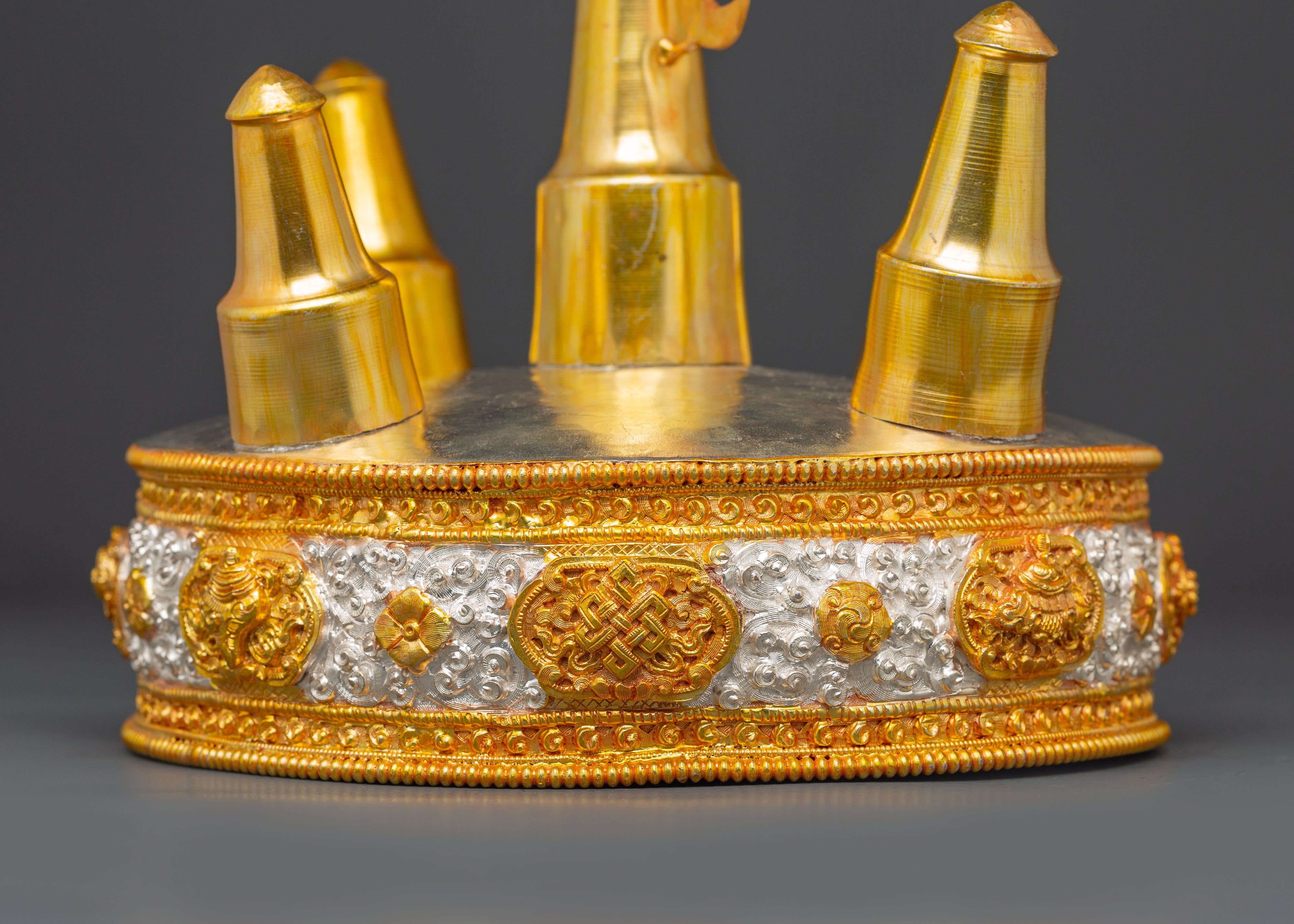 Buddhist Gold Plated Torma Mandala | Handcrafted Tibetan Ritual Offering Set