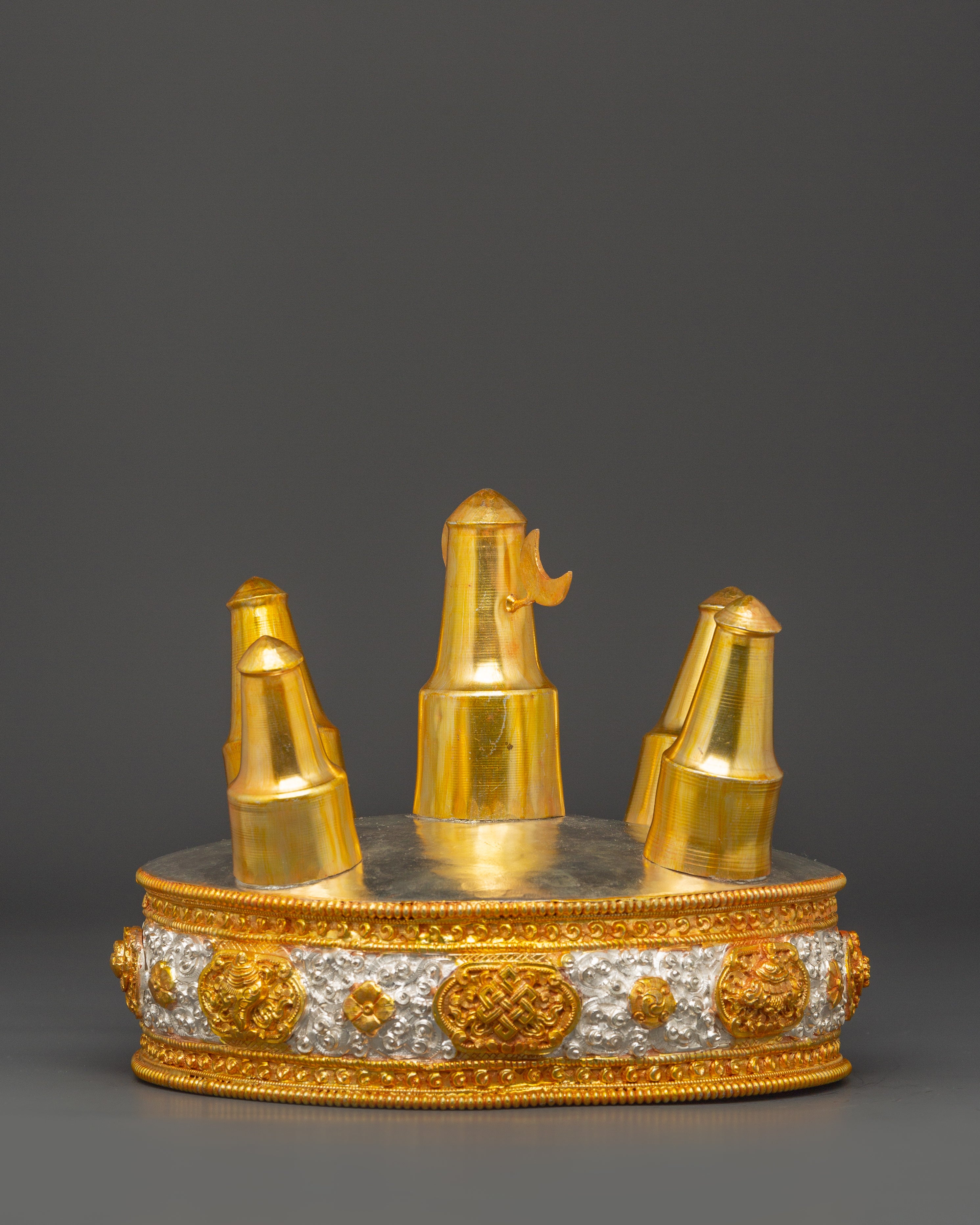 Buddhist Gold Plated Torma Mandala | Handcrafted Tibetan Ritual Offering Set