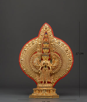 Gold Plated Thousand Armed Chenrezig | Bodhisattva Statue