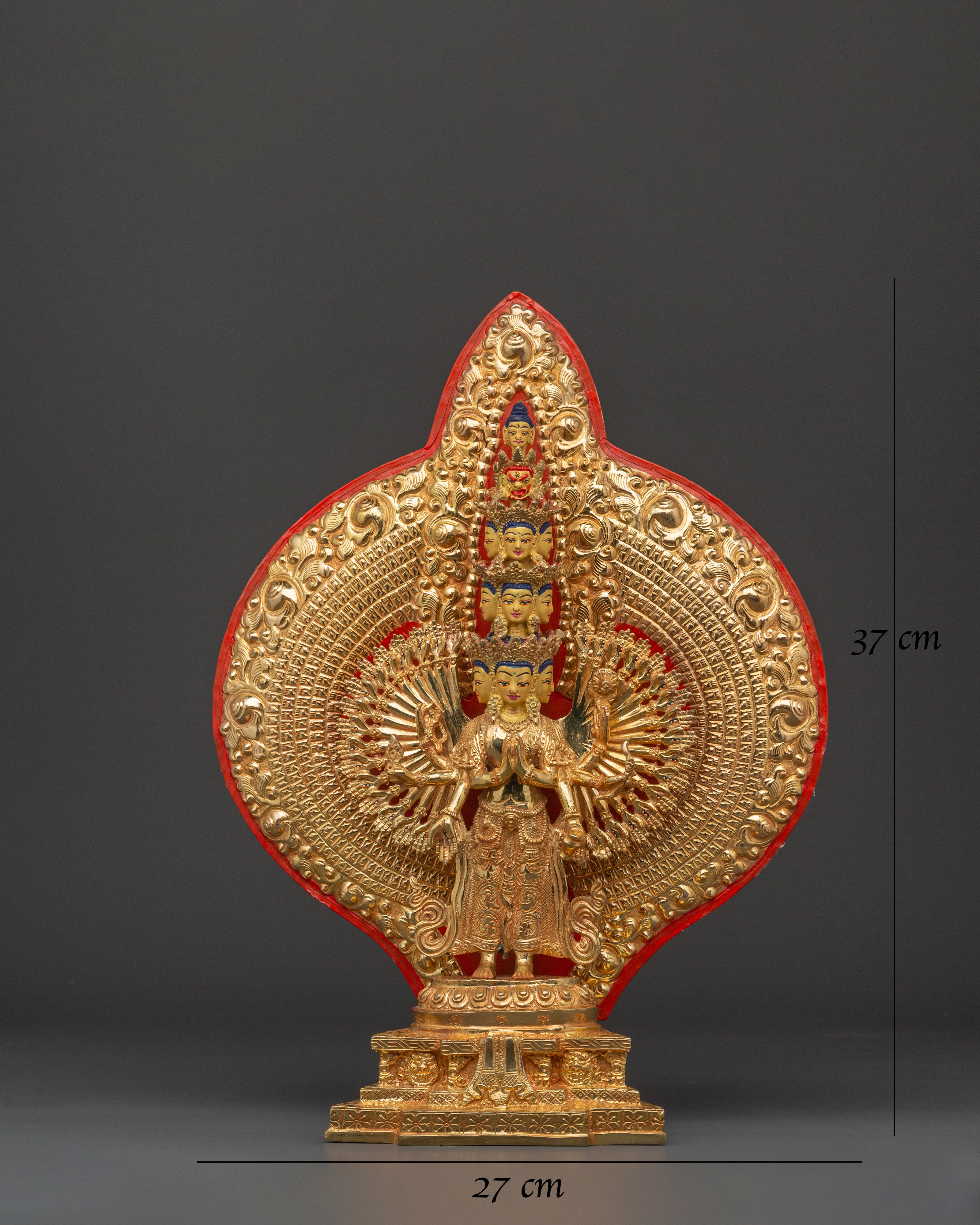 Gold Plated Thousand Armed Chenrezig | Bodhisattva Statue