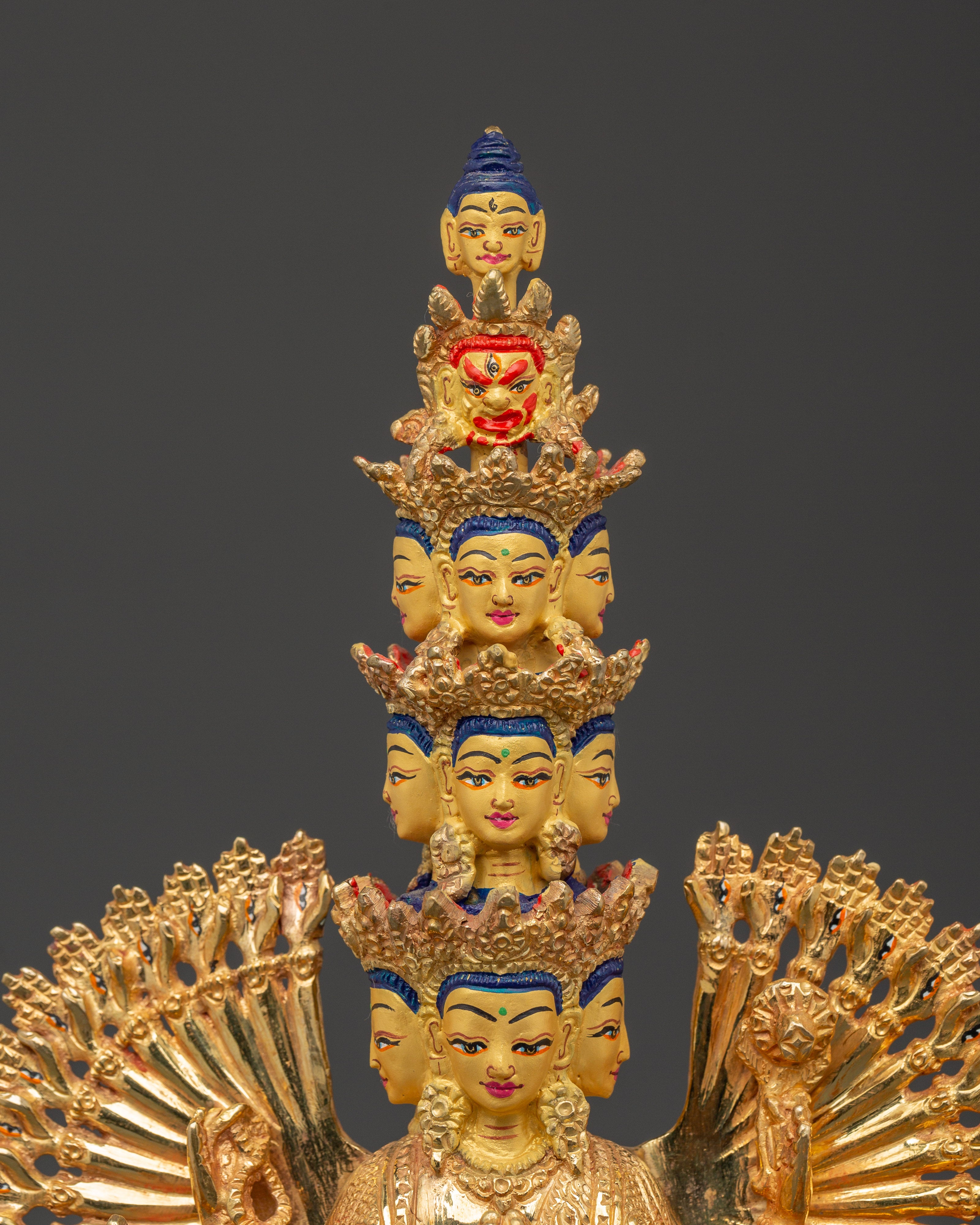 Gold Plated Thousand Armed Chenrezig | Bodhisattva Statue