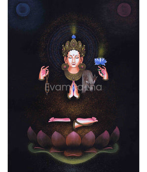 Bodhisattva Avalokitesvara High-Quality Pauba Print | Chenrezig The Bodhisattva Of Compassion Tibetan Poster