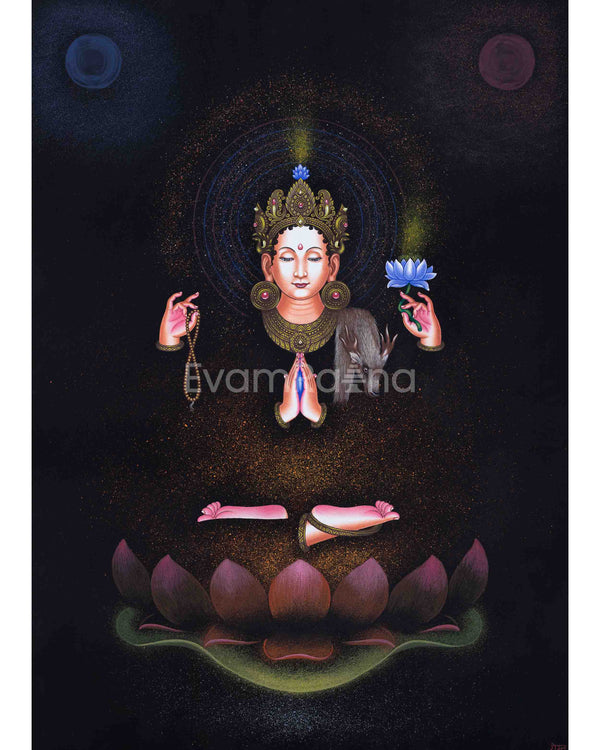 Bodhisattva Avalokitesvara High-Quality Pauba Print | Chenrezig The Bodhisattva Of Compassion Tibetan Poster