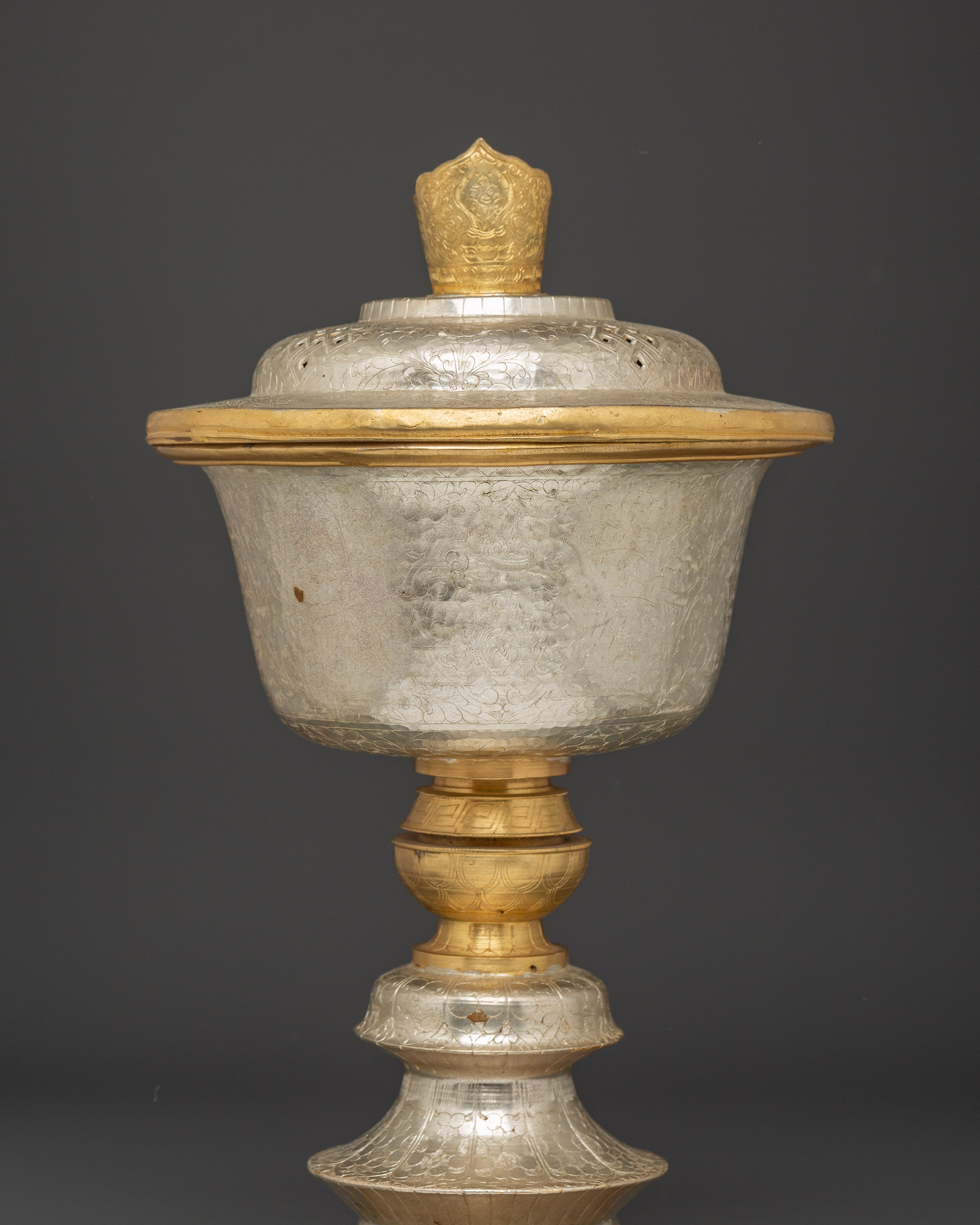 Buddhist Offering Lamp | Gold & Silver Plated for Buddhist Prayer