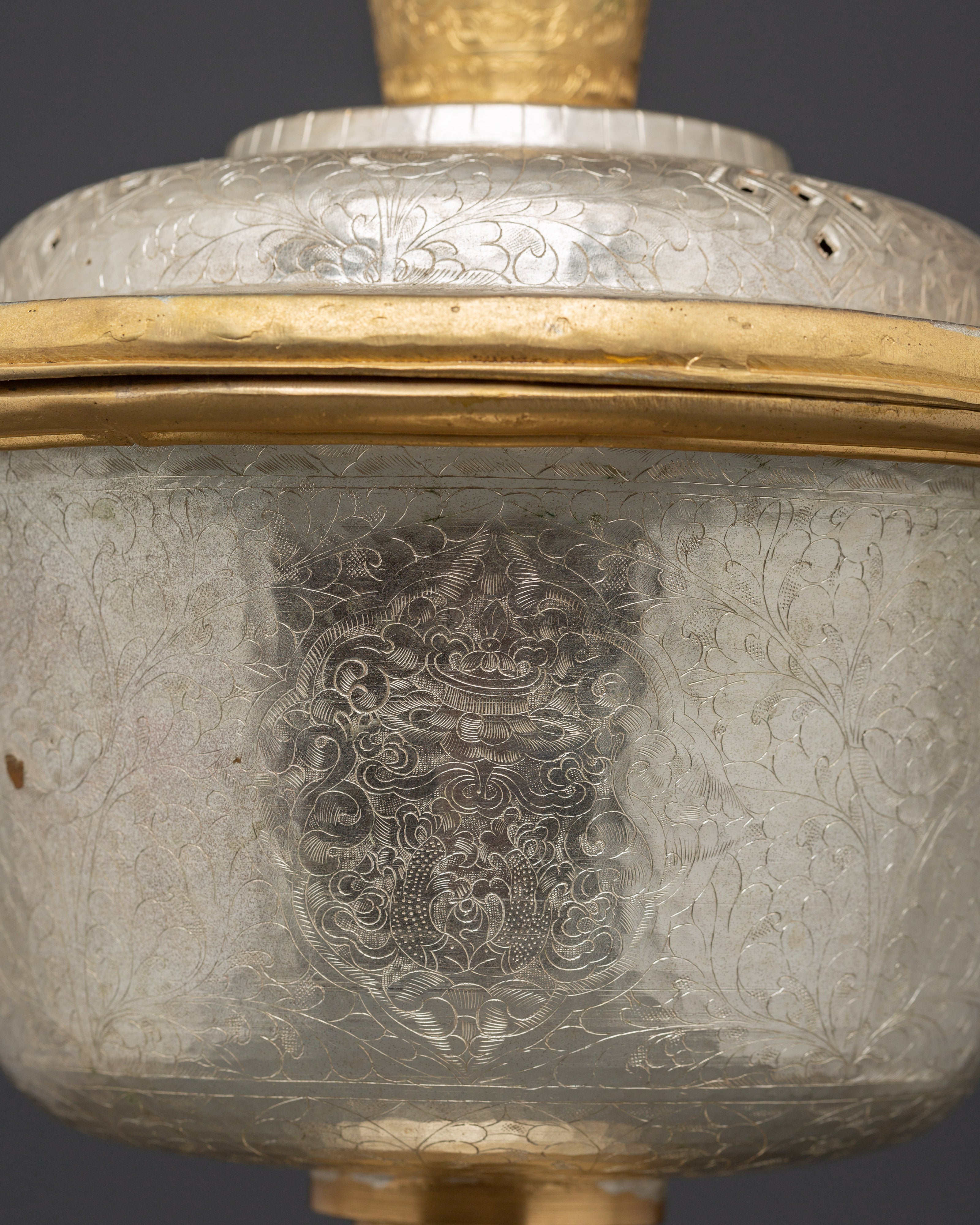 Buddhist Offering Lamp | Gold & Silver Plated for Buddhist Prayer