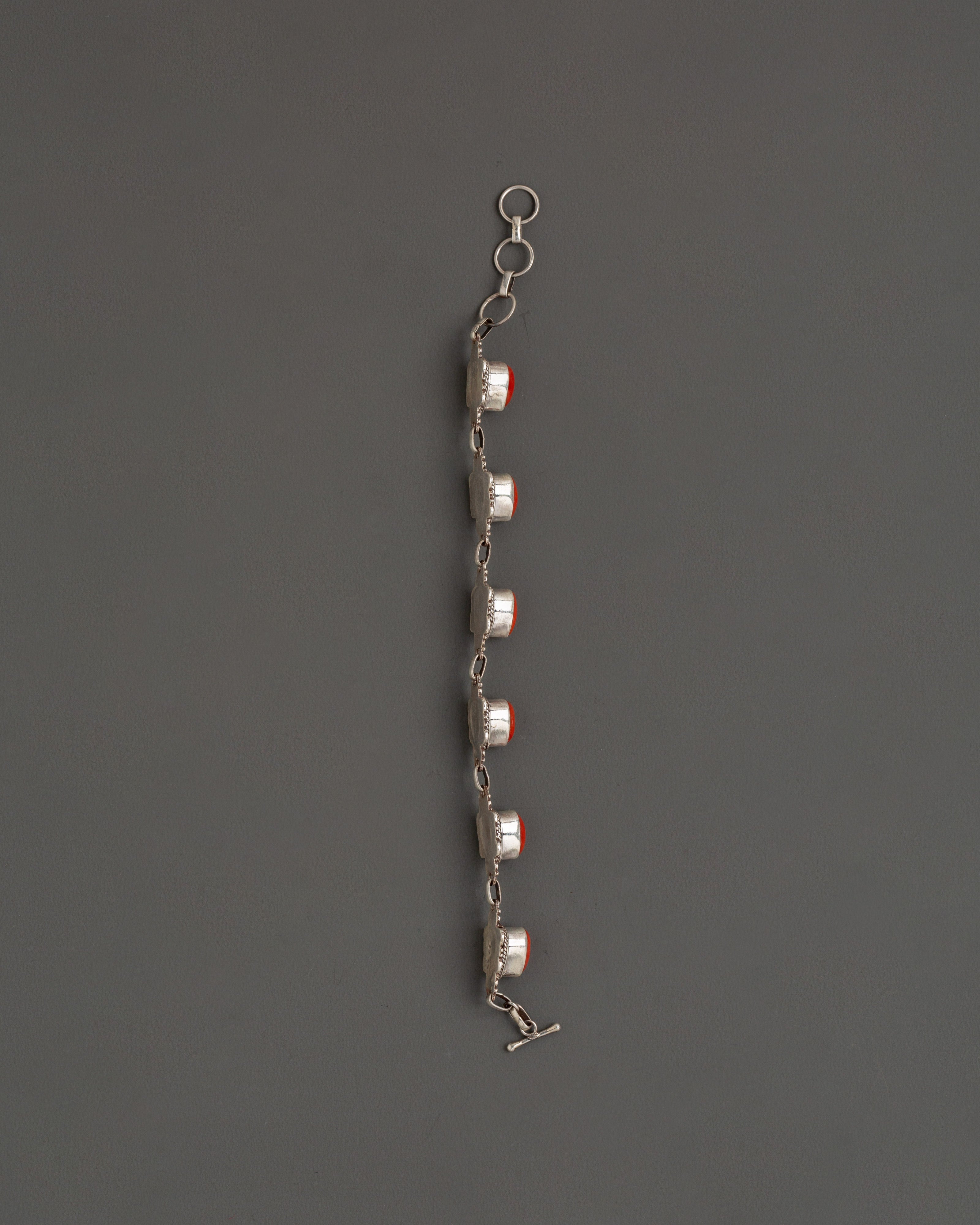 Coral Gemstone Bracelet | 21cm 92.5 Sterling Silver Jewelry
