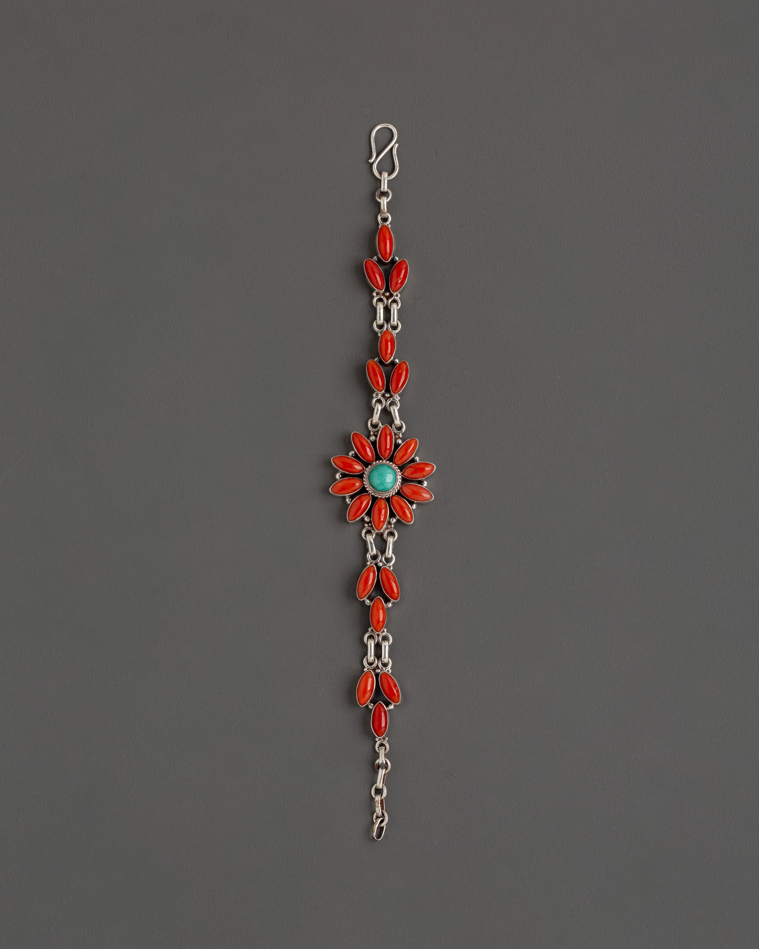 Handmade Flower Design Silver Bracelet | Elegant Boho Gift for Women
