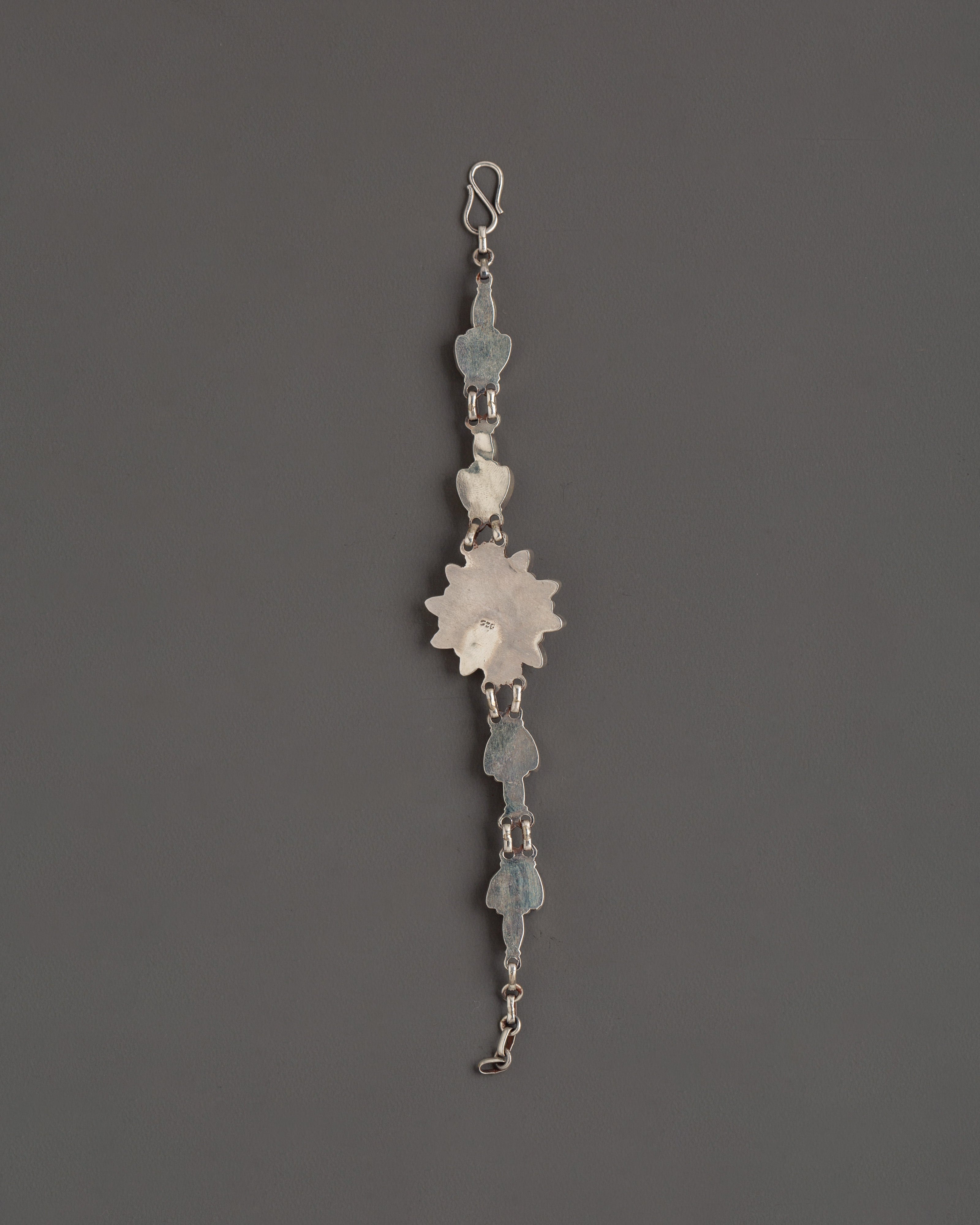 Handmade Flower Design Silver Bracelet | Elegant Boho Gift for Women