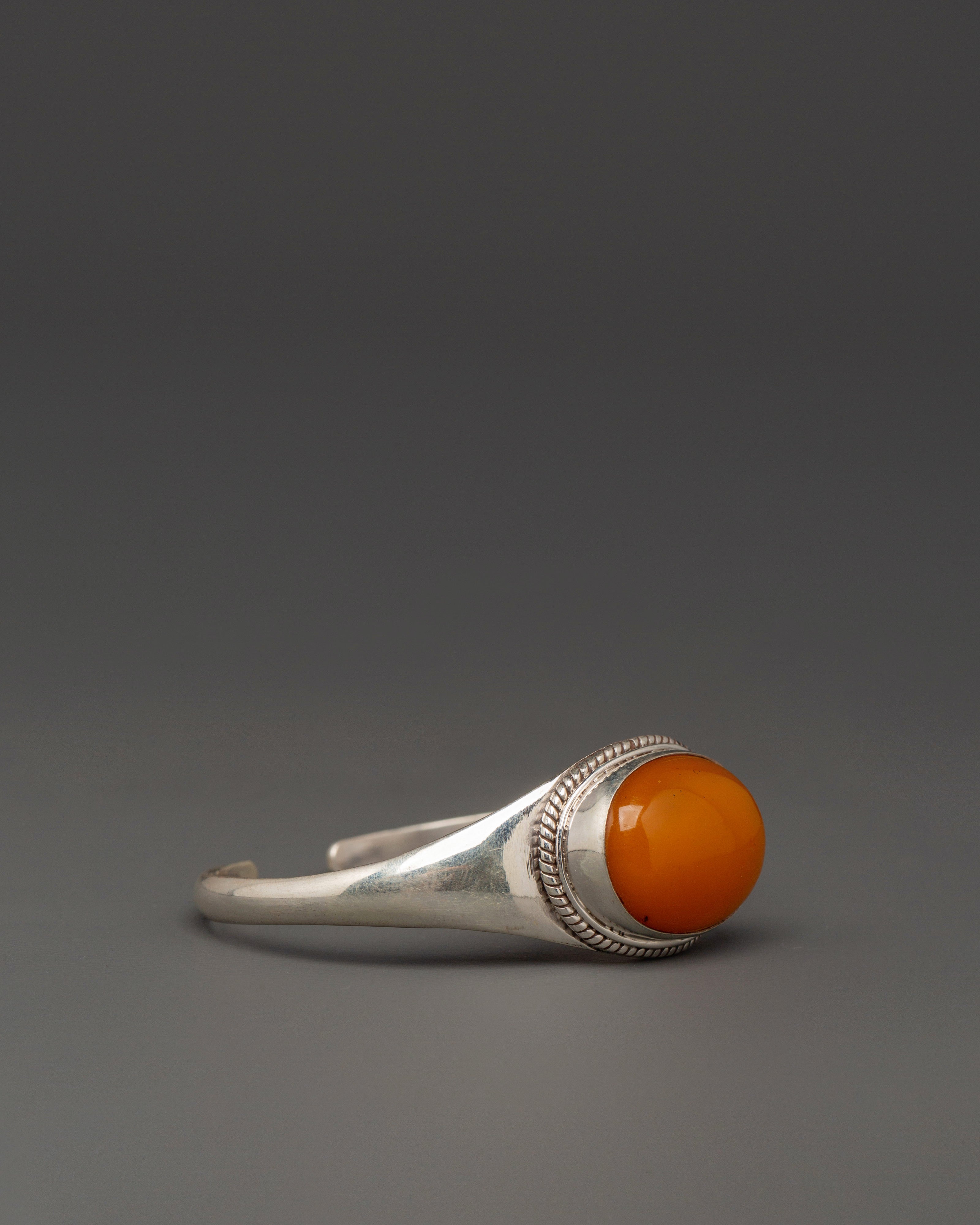 Artisan Silver Jewelry Bracelet with Original Orange Stone
