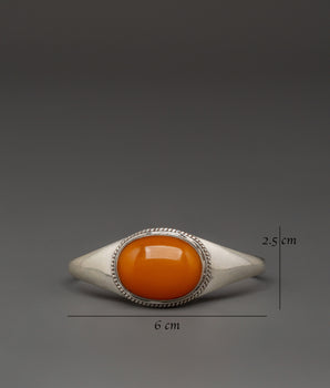 Artisan Silver Jewelry Bracelet with Original Orange Stone