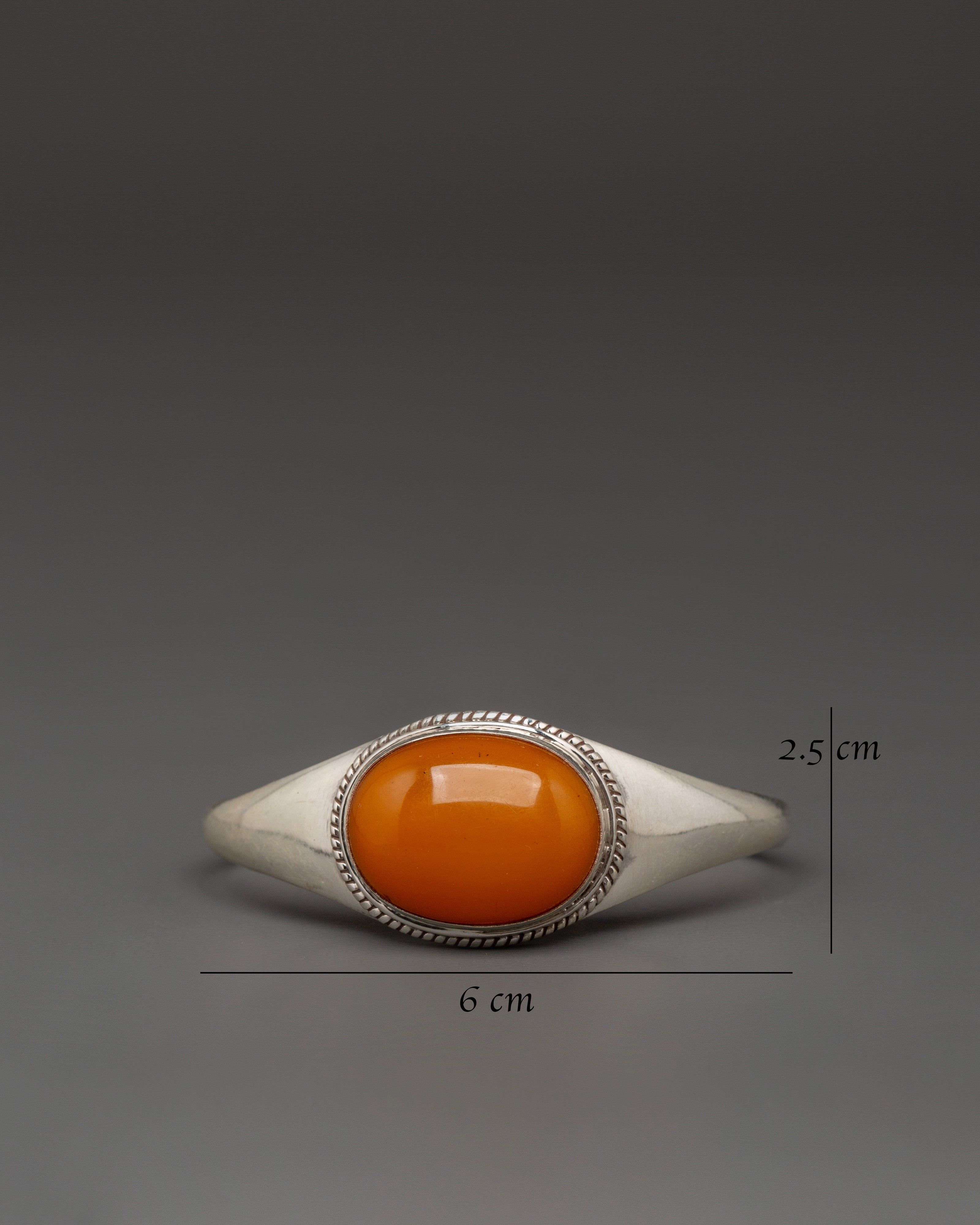 Artisan Silver Jewelry Bracelet with Original Orange Stone