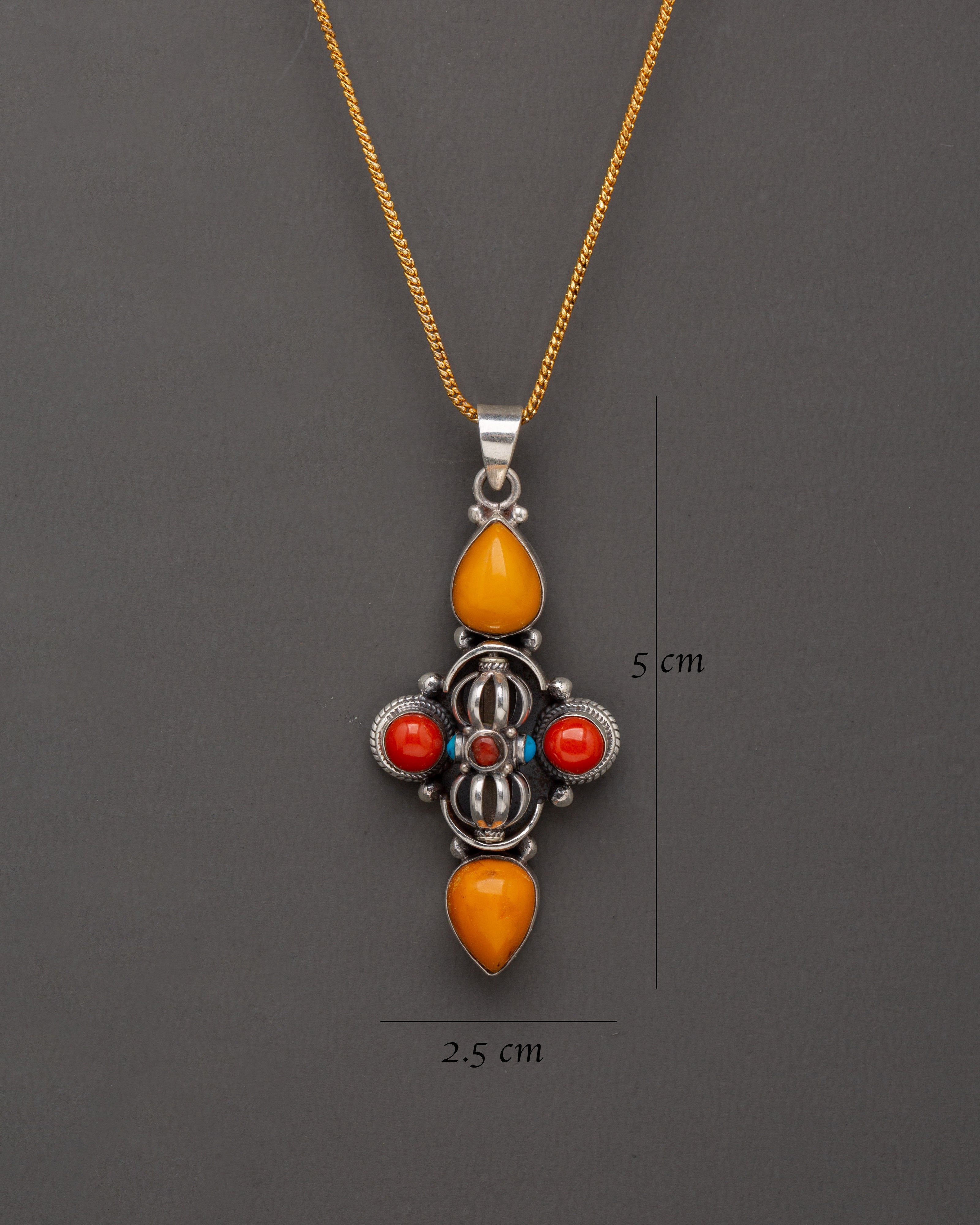 Vajra Locket with Sacred Stones | Tibetan Spiritual Jewelry