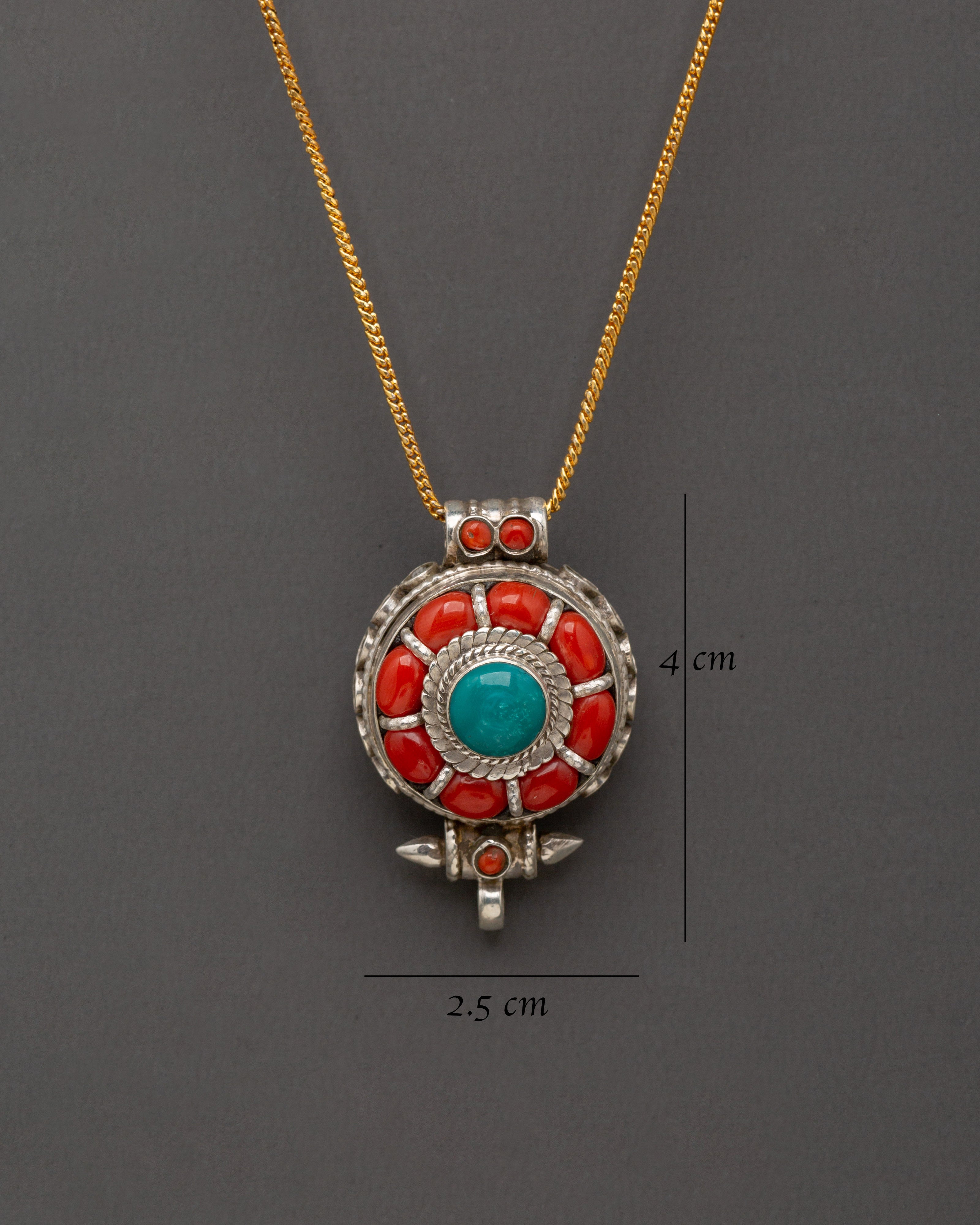 Tribal Prayer Box Locket | Tibetan Sterling Silver Jewelry with Coral & Turquoise