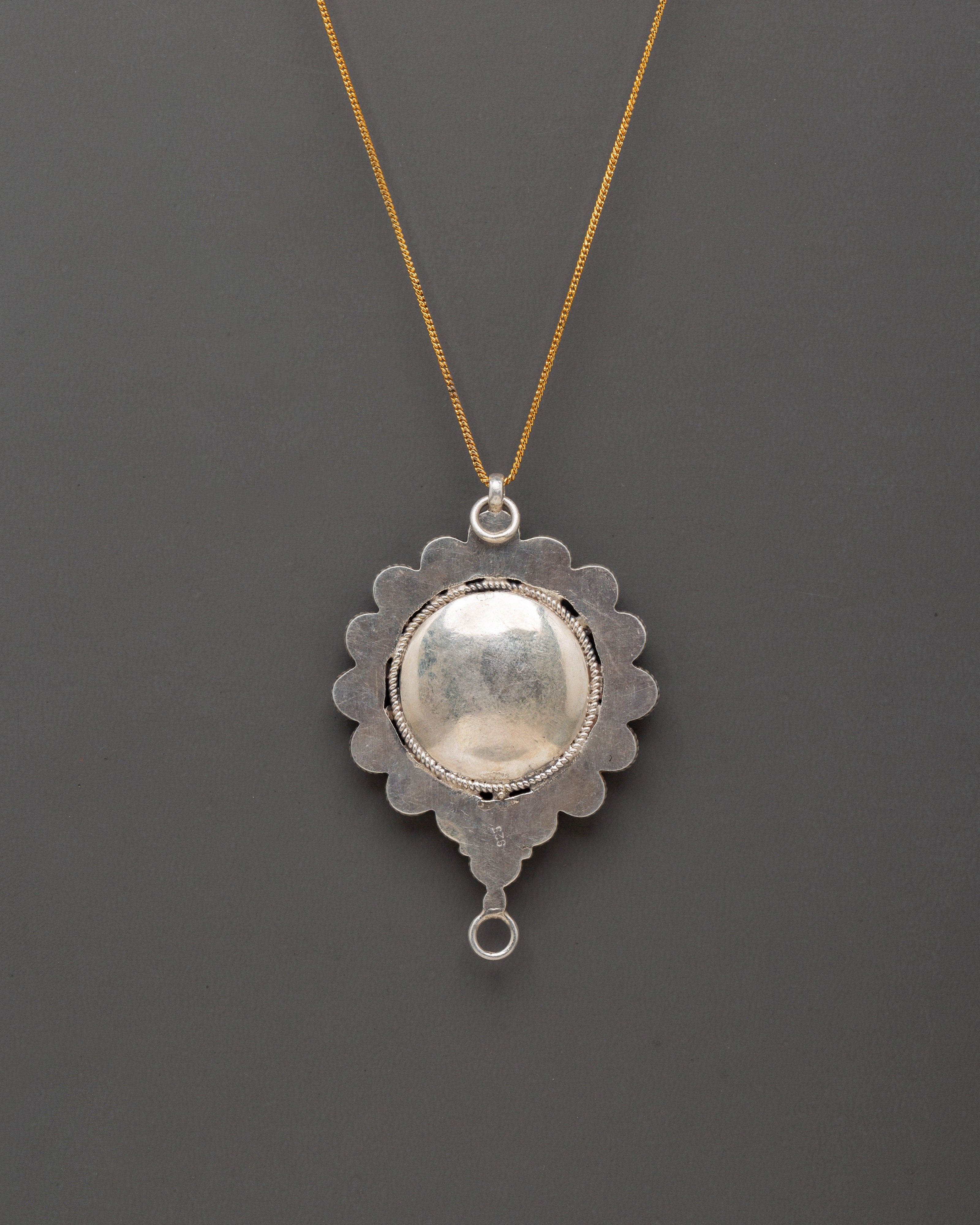 Silver Locket with Red Stones | 8cm Sterling Silver Pendant