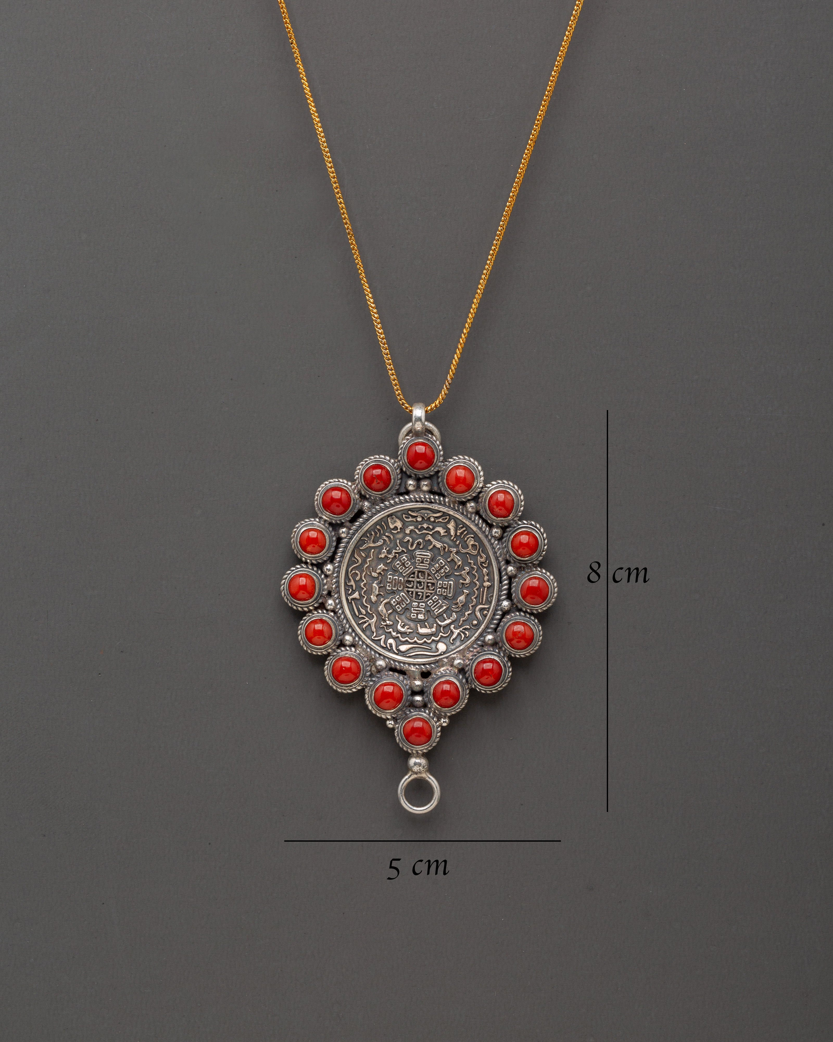 Silver Locket with Red Stones | 8cm Sterling Silver Pendant
