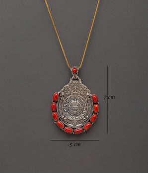 Silver Spiritual Pendant | Tibetan Mandala Amulet