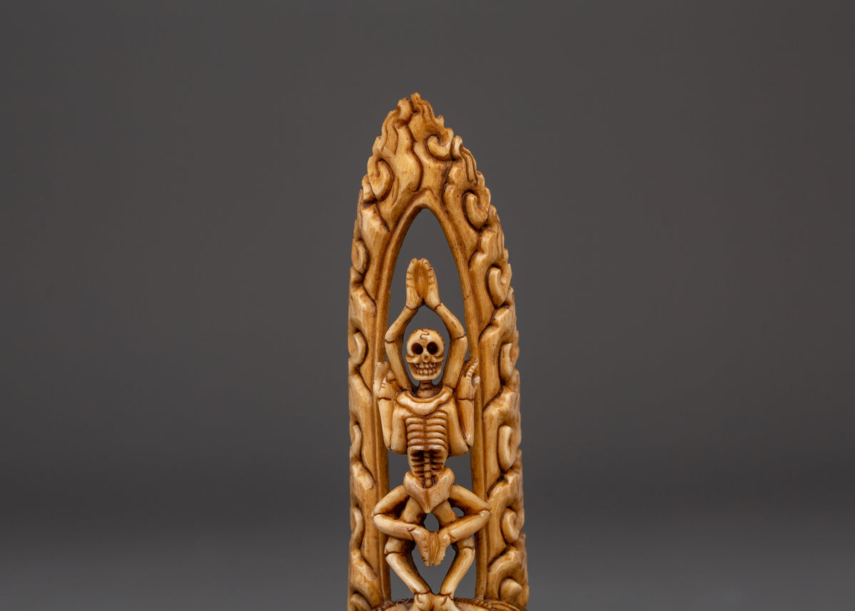 Tibetan Citipati Skeleton Deity Bone Statue | Buddhist Artwork for Altar Decor