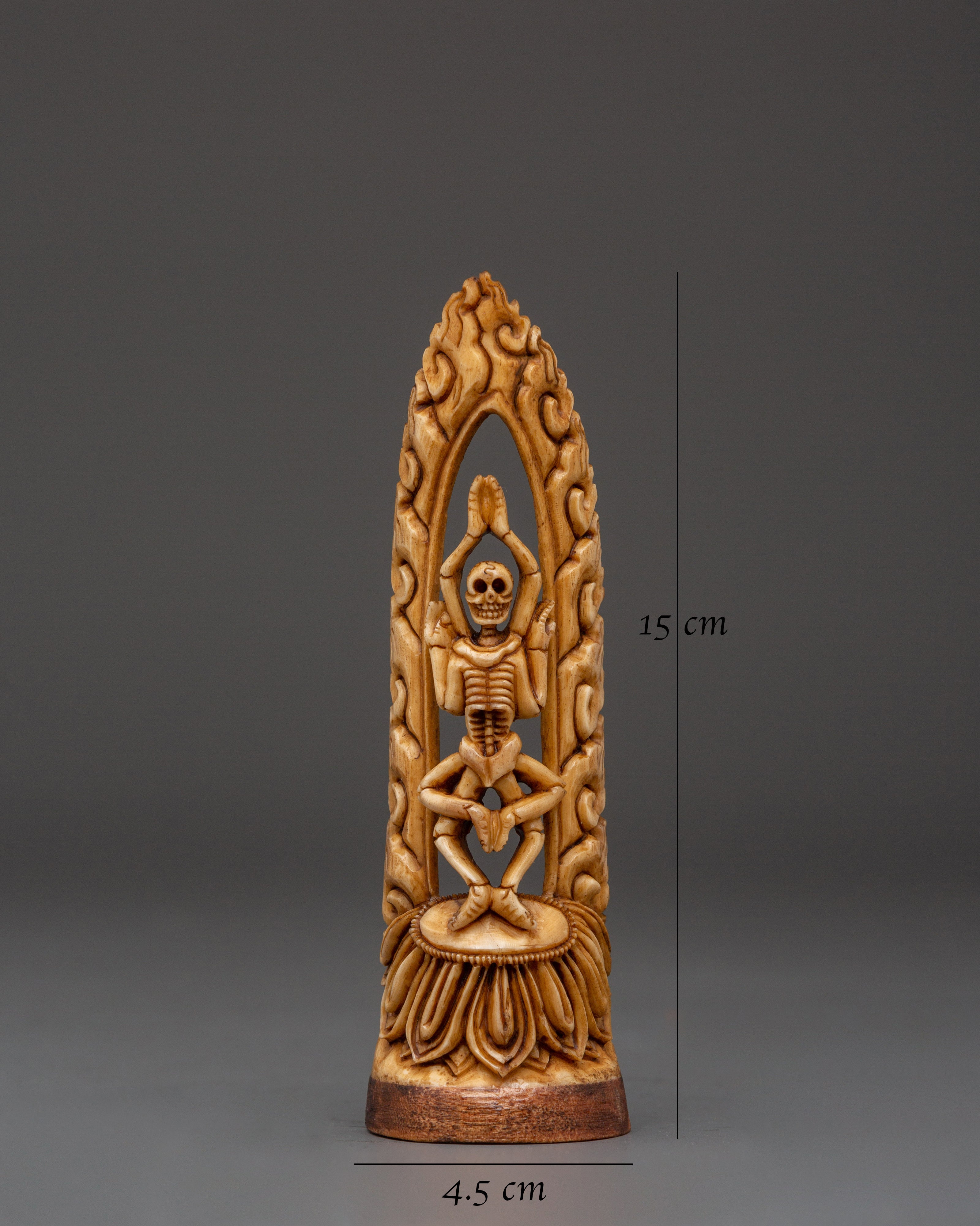 Tibetan Citipati Skeleton Deity Bone Statue | Buddhist Artwork for Altar Decor