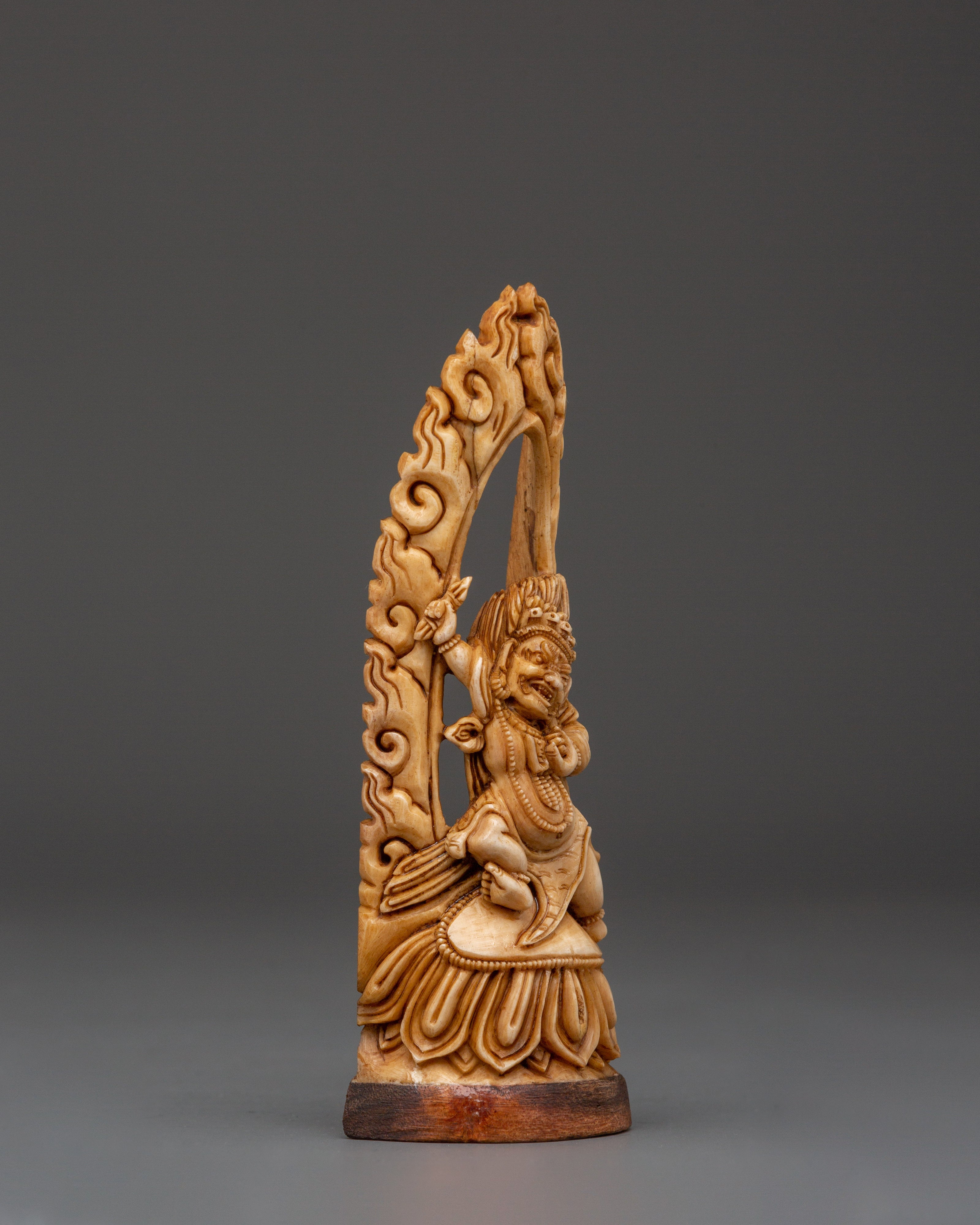 Hand-carved Vajrapani Bone Statue | Dharma Guardian Vajrapani Figurine