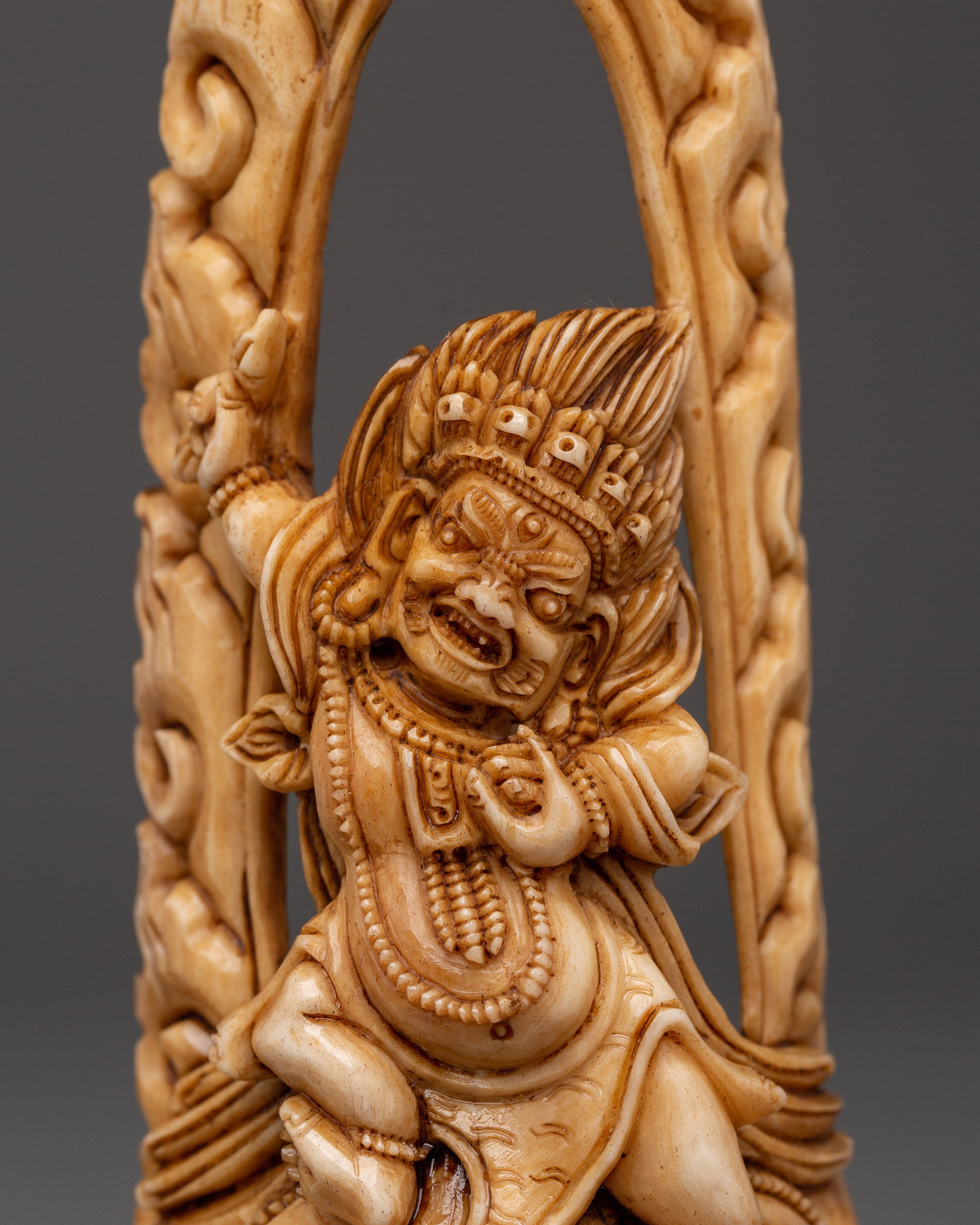 Hand-carved Vajrapani Bone Statue | Dharma Guardian Vajrapani Figurine