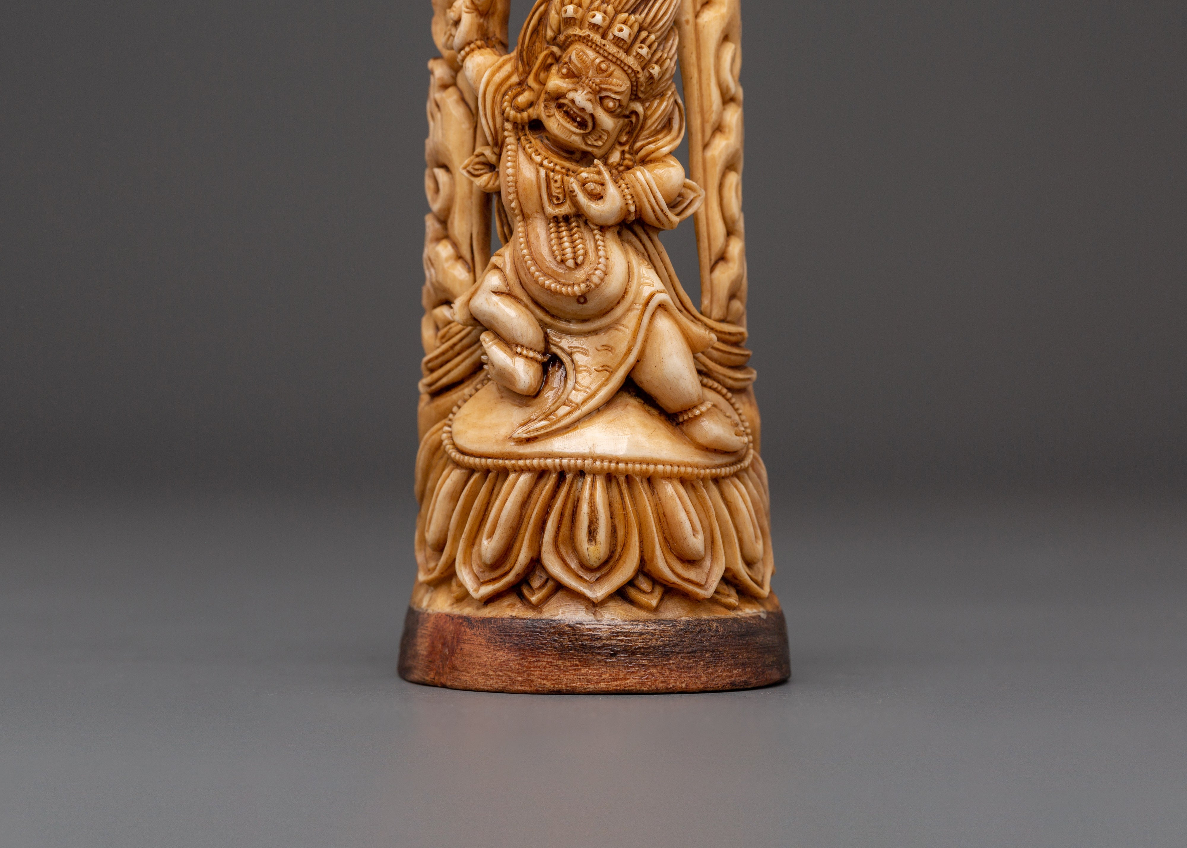 Hand-carved Vajrapani Bone Statue | Dharma Guardian Vajrapani Figurine