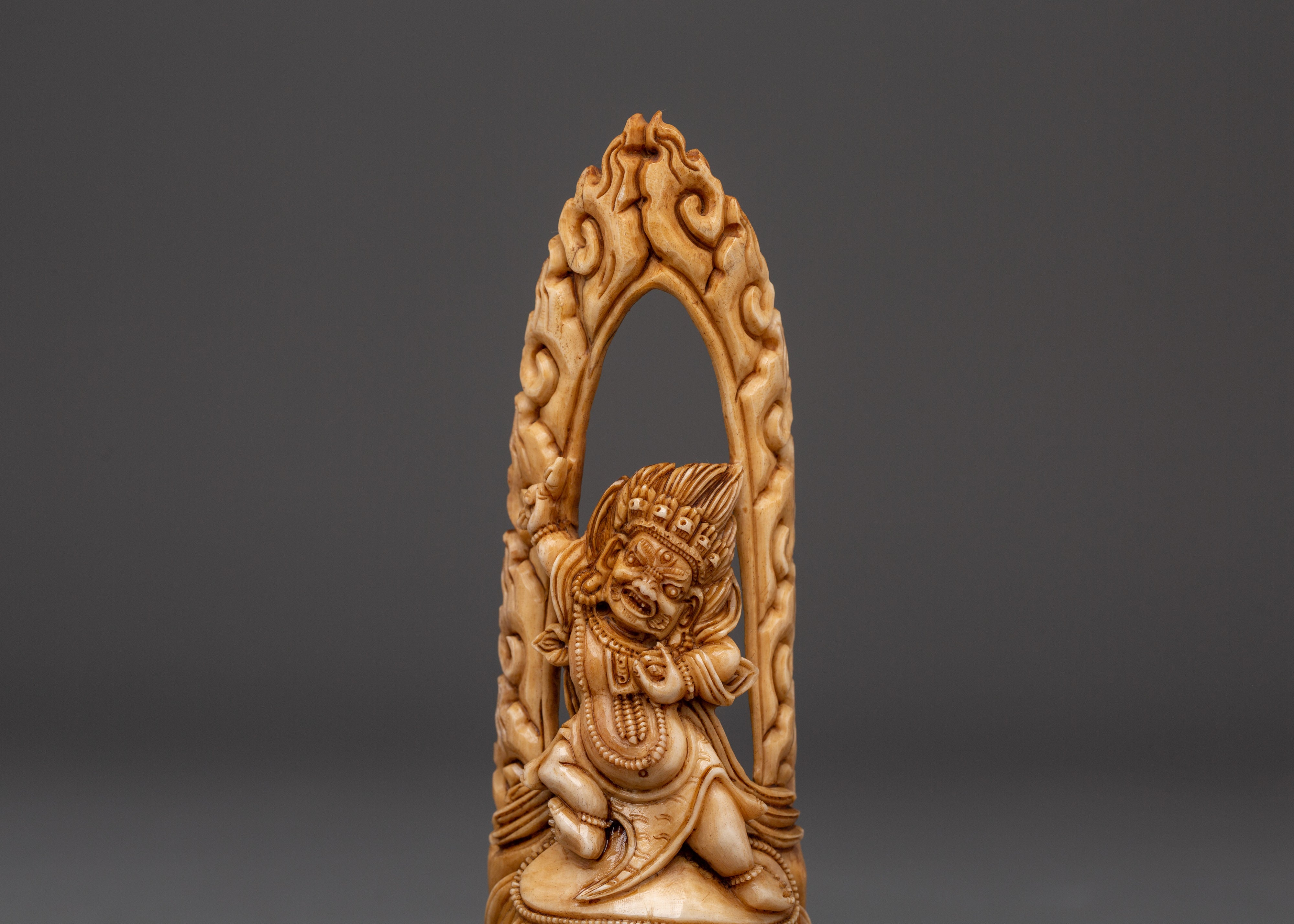 Hand-carved Vajrapani Bone Statue | Dharma Guardian Vajrapani Figurine
