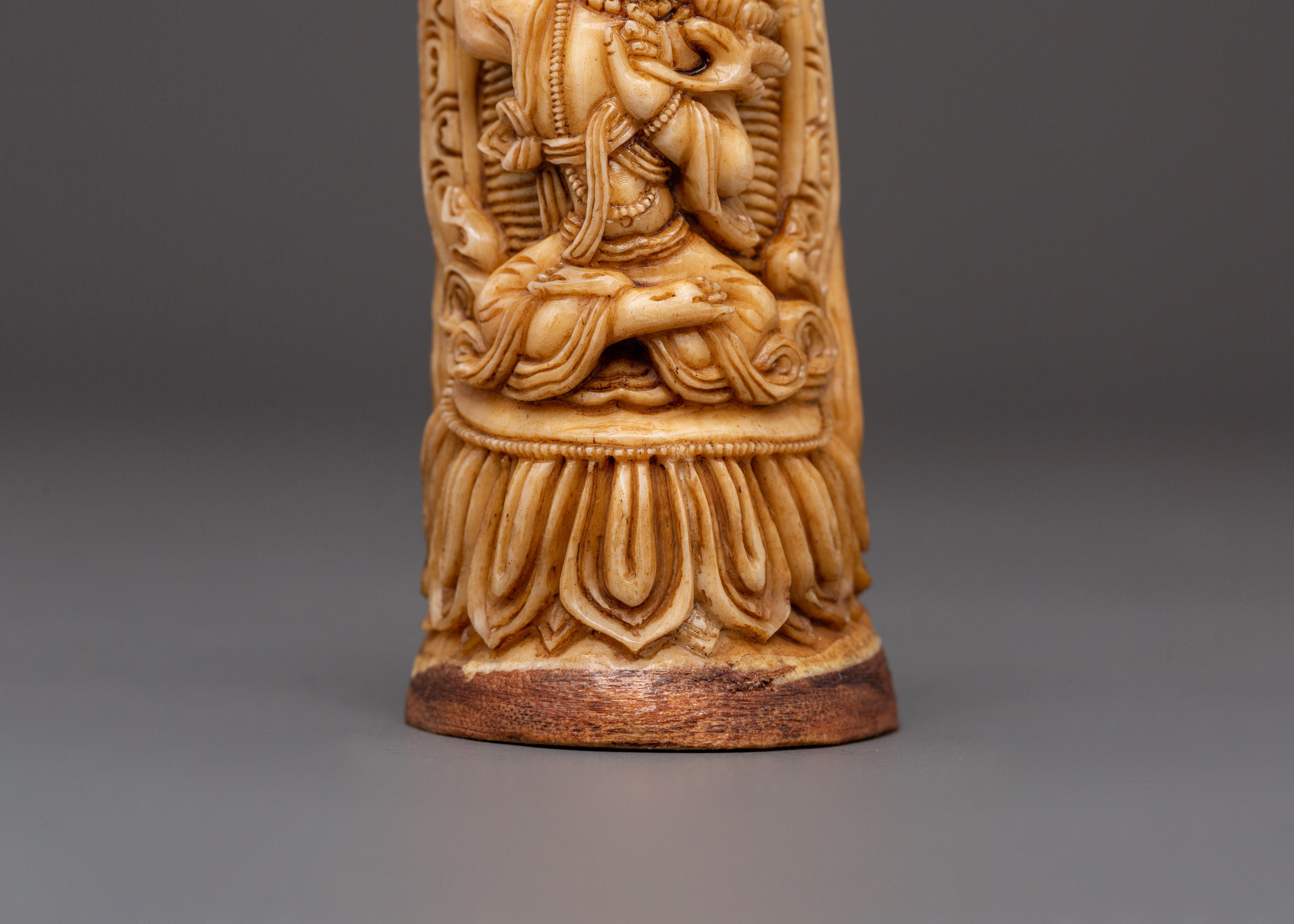 Manjushri Tibetan Buddhist Bone Statue |  Hand-Carved Bodhisattva of Wisdom Statue