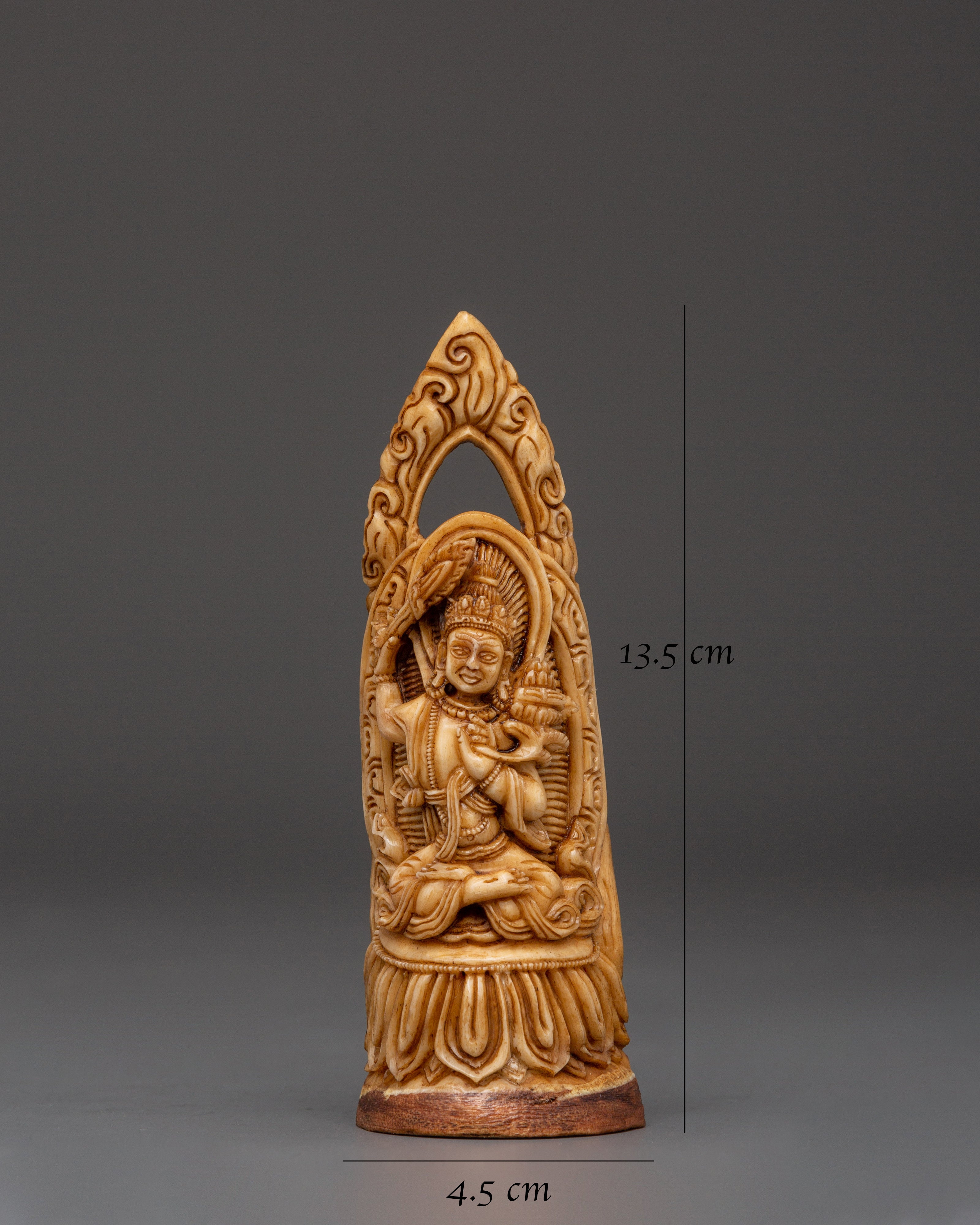 Manjushri Tibetan Buddhist Bone Statue |  Hand-Carved Bodhisattva of Wisdom Statue
