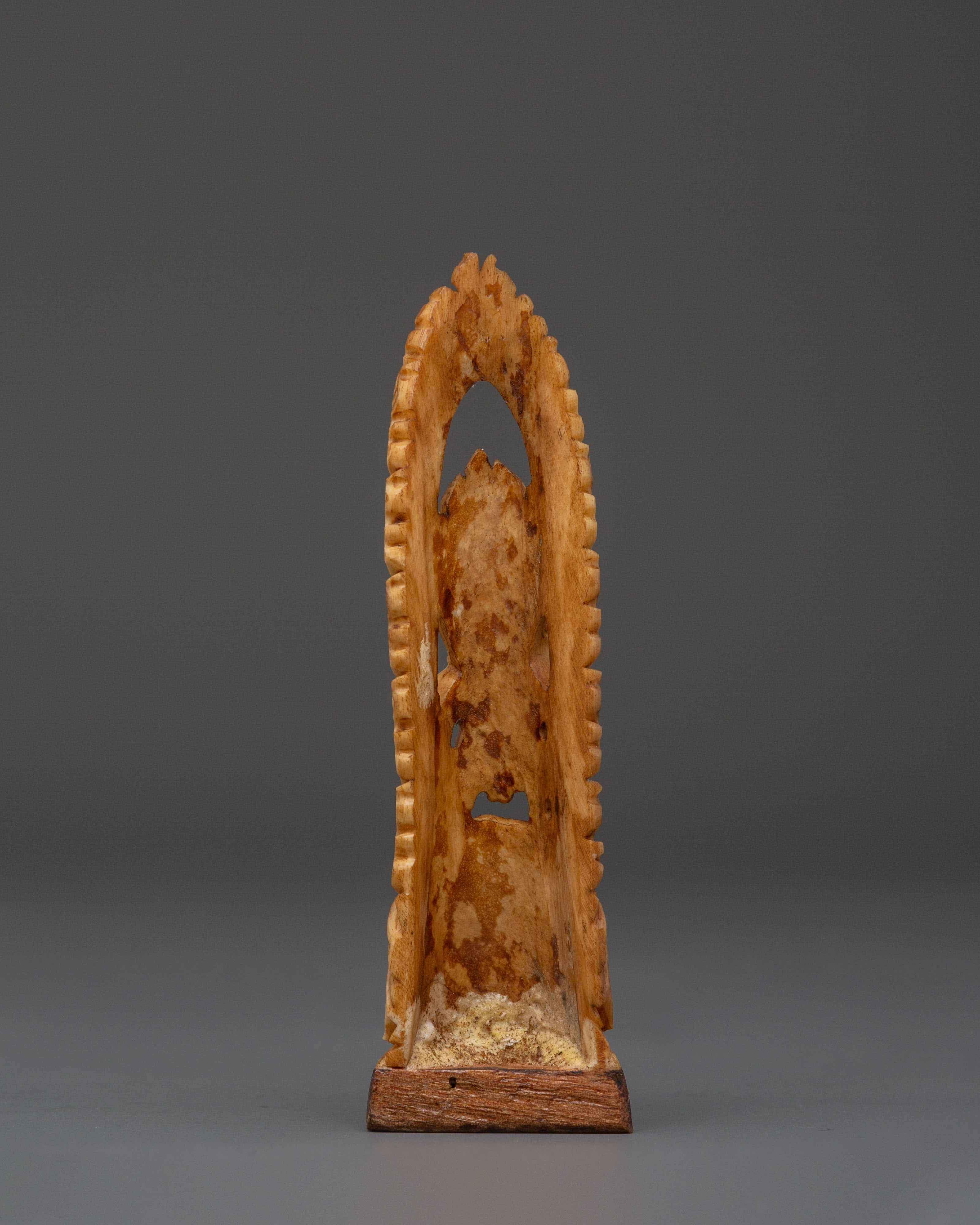 Handcarved Black Dzambhala Bone Statue | Deity of Wealth & Prosperity