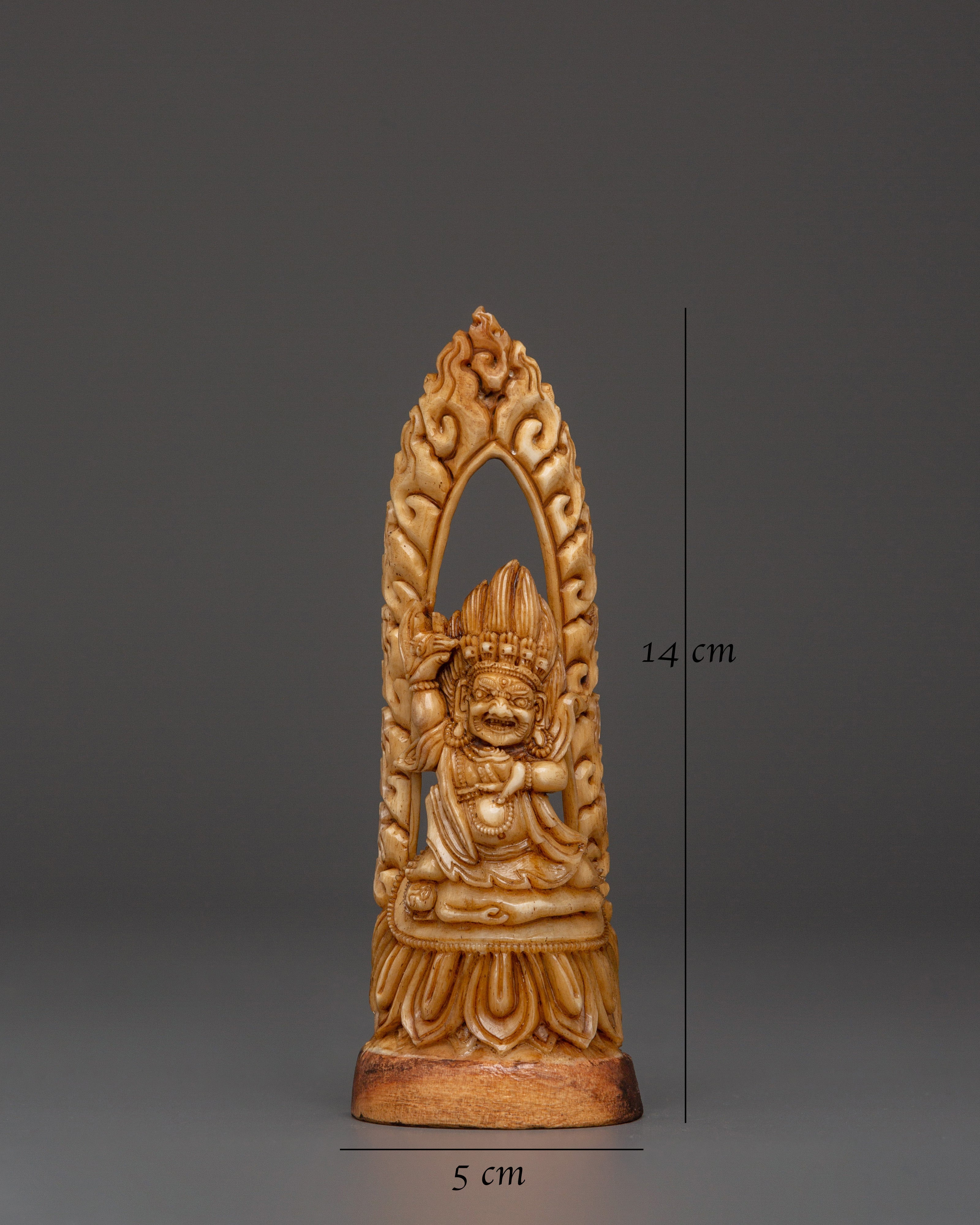 Tibetan Hand-carved Mahakala Bone | Wrathful Deity