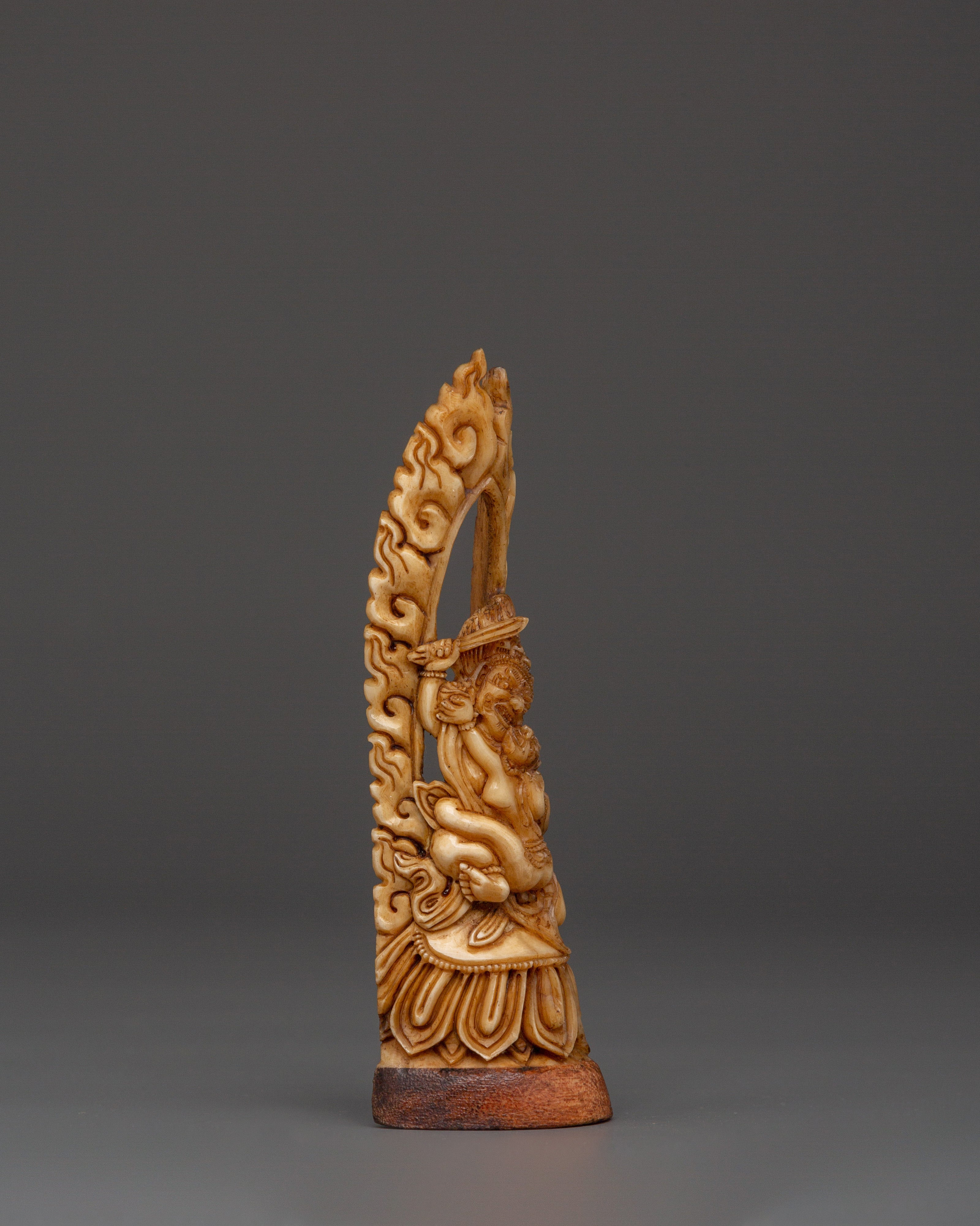 Mahakala with Consort Bone Statue | Sacred Himalayan Artwork