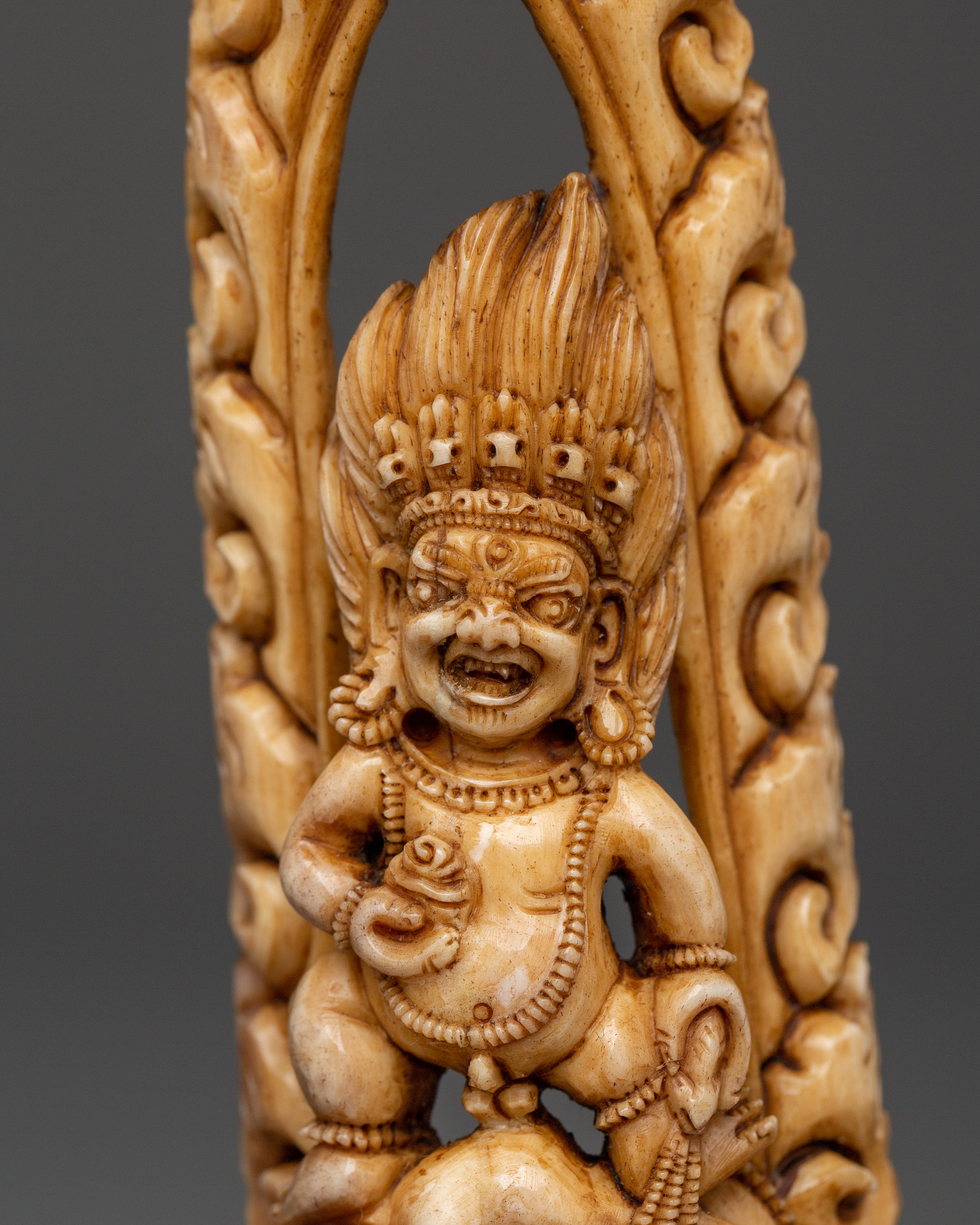 Tibetan Wooden Bone Ritual figurine | Handcrafted Yak Bone Deity