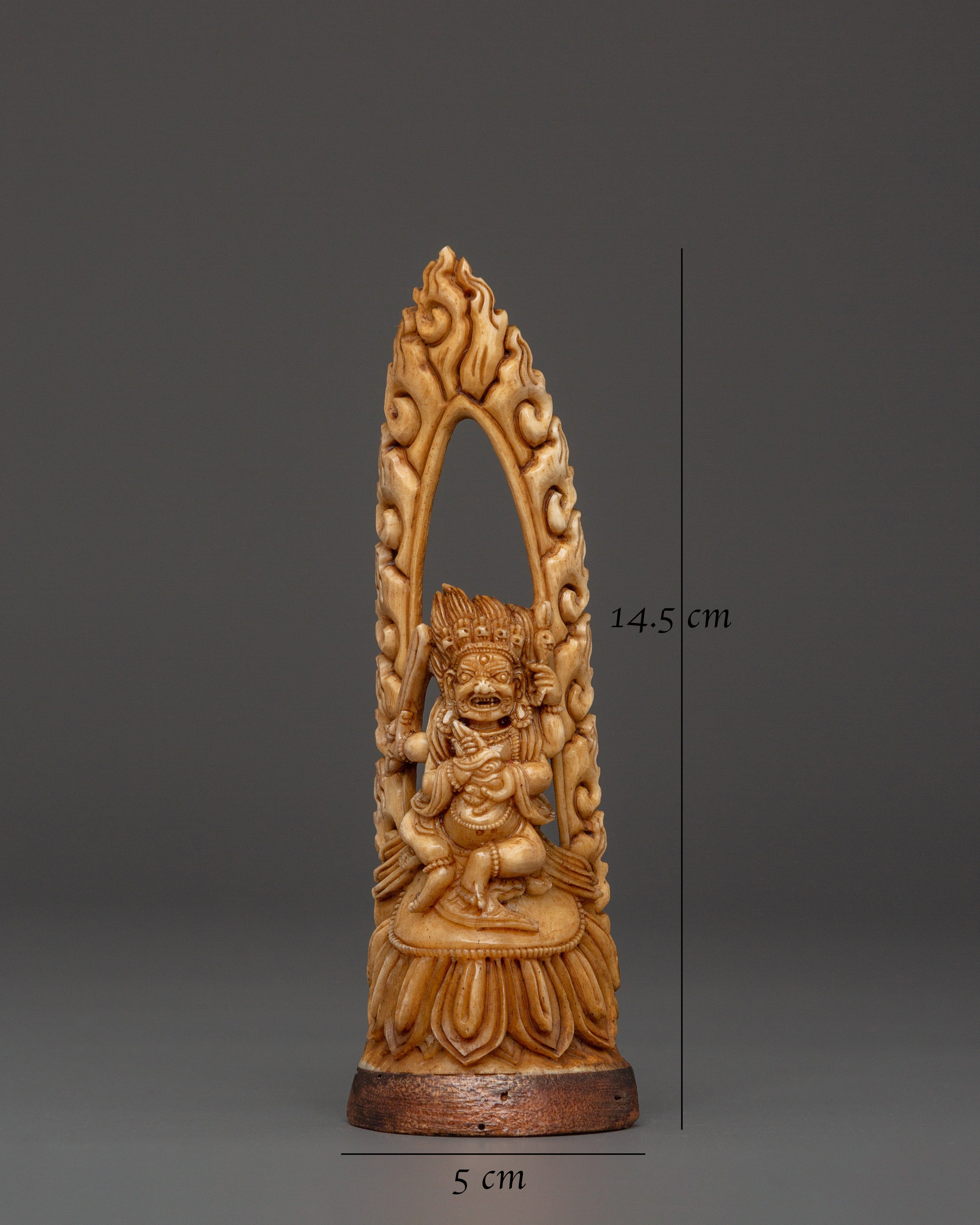 Buddhist Deity Bone Carving | Handcrafted Yak Bone Guardian Statue
